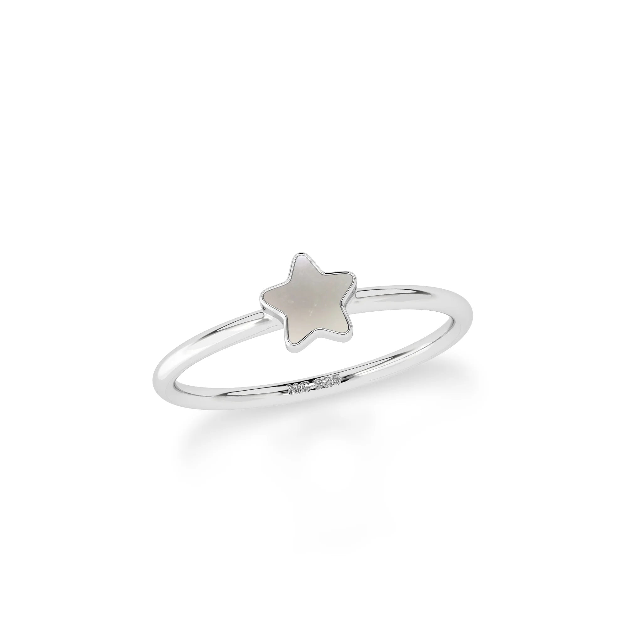 mother of pearl stackable bezel-set ring