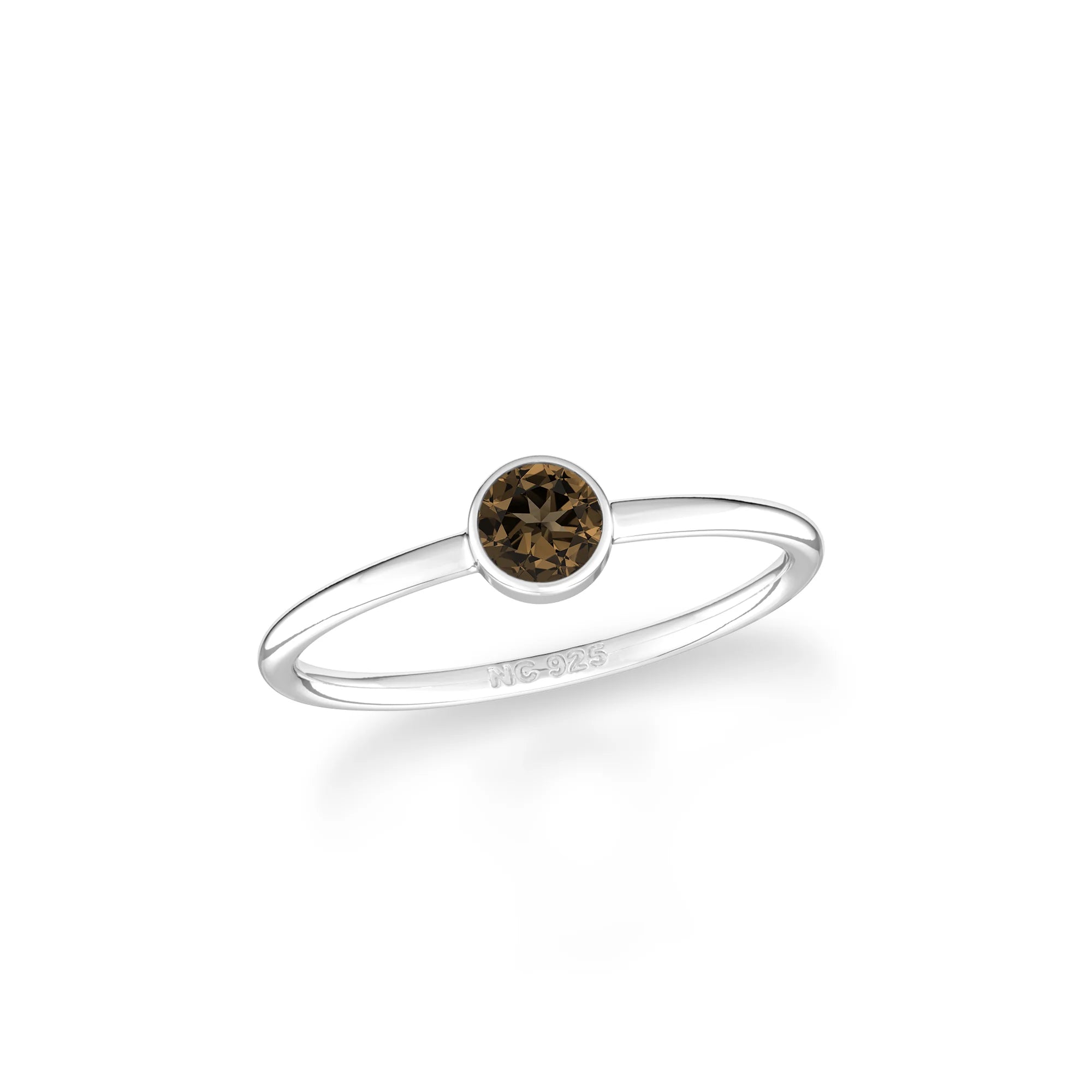 smoky quartz stackable bezel-set ring