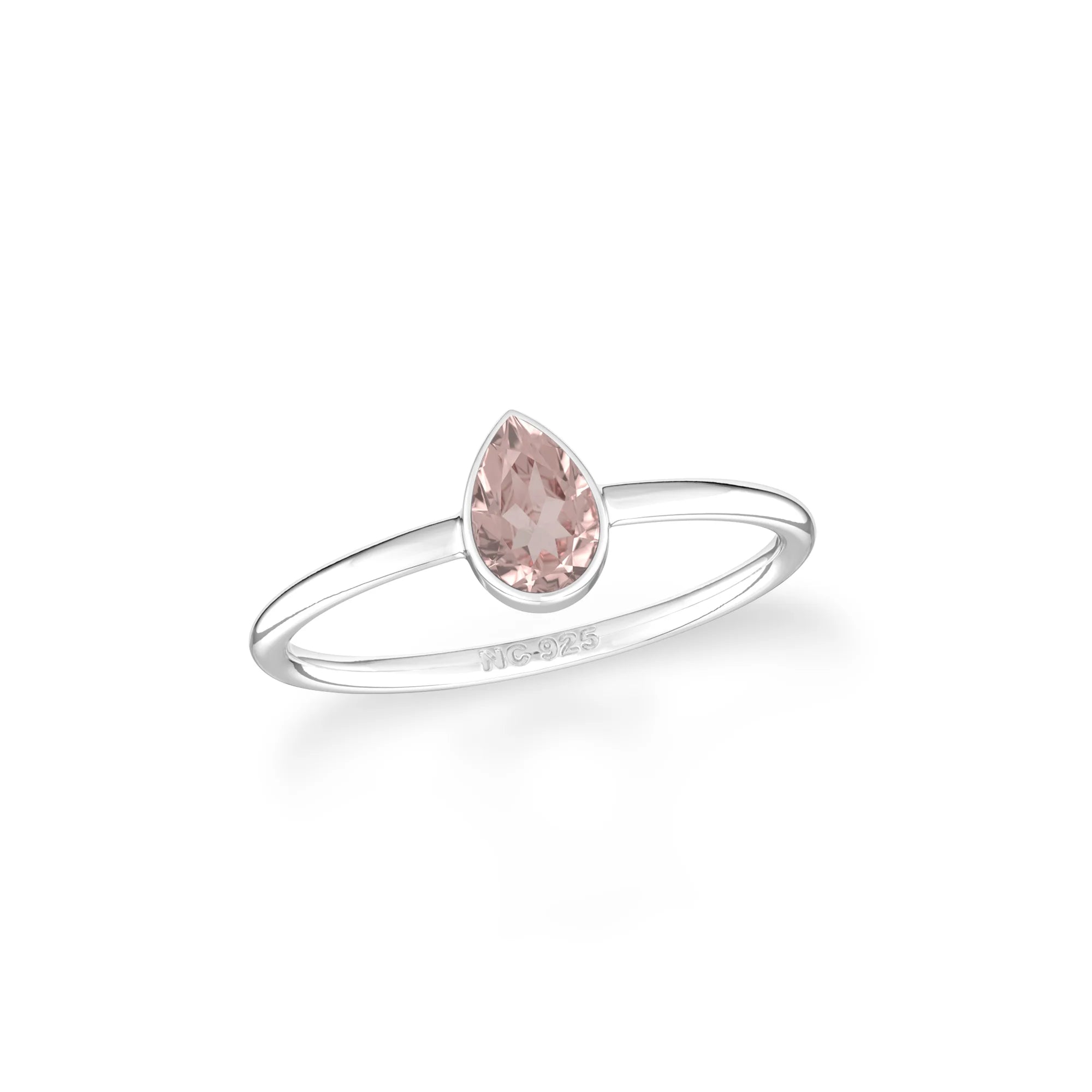 rose quartz stackable bezel-set ring