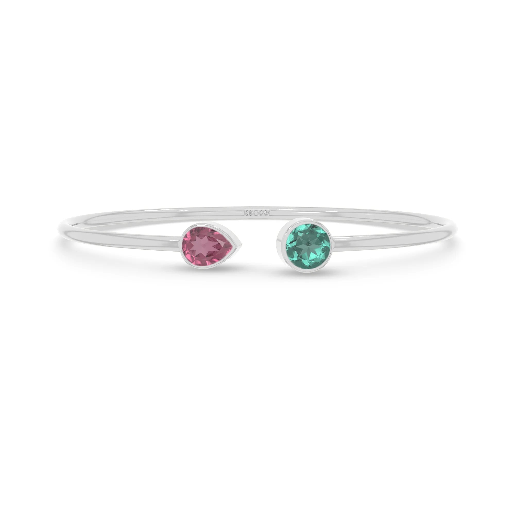 pink tourmaline with green tourmaline cut bracelet