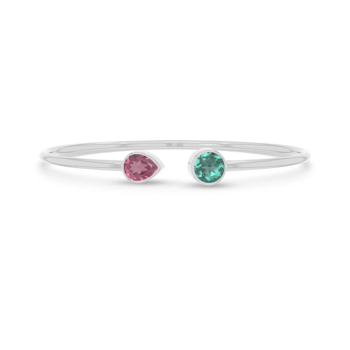 pink tourmaline with green tourmaline cut bracelet