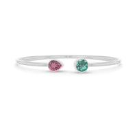 pink tourmaline with green tourmaline cut bracelet