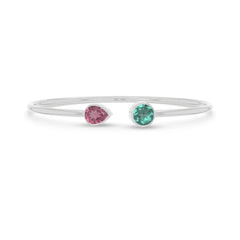 pink tourmaline with green tourmaline cut bracelet