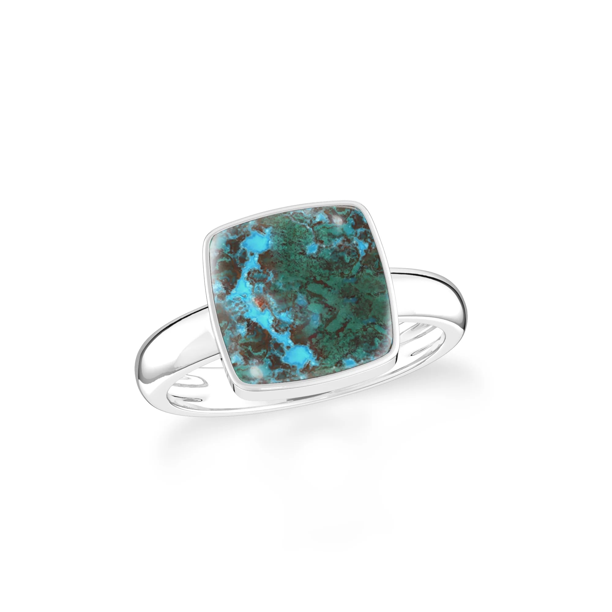 chrysocolla bezel-set ring