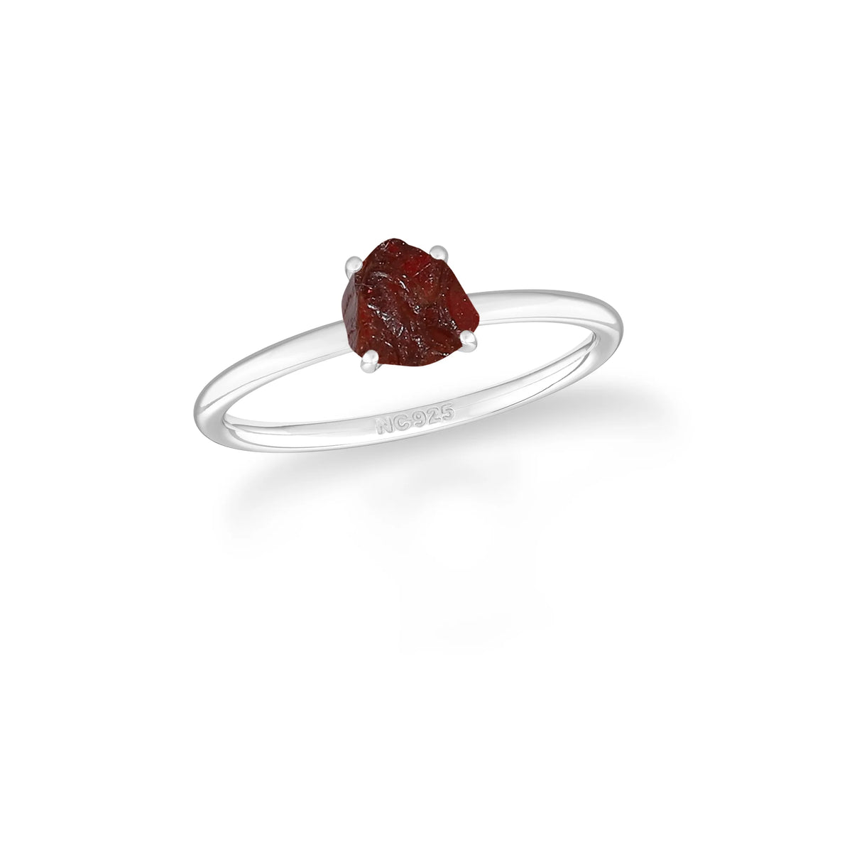 garnet stackable prong-set ring