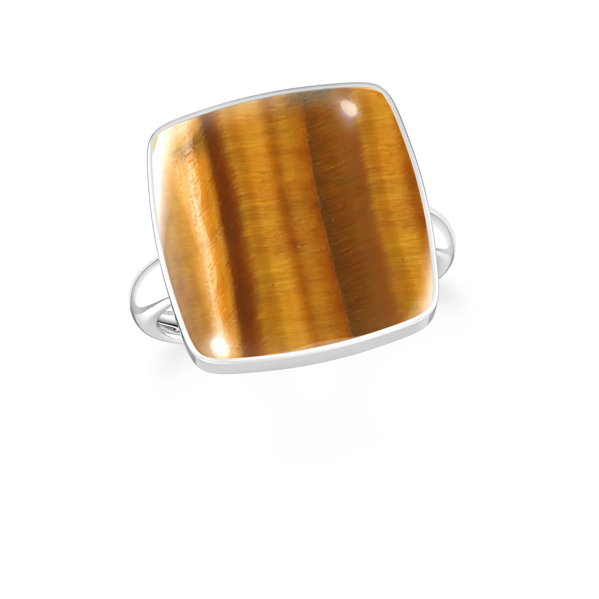 tiger-eye bezel-set ring