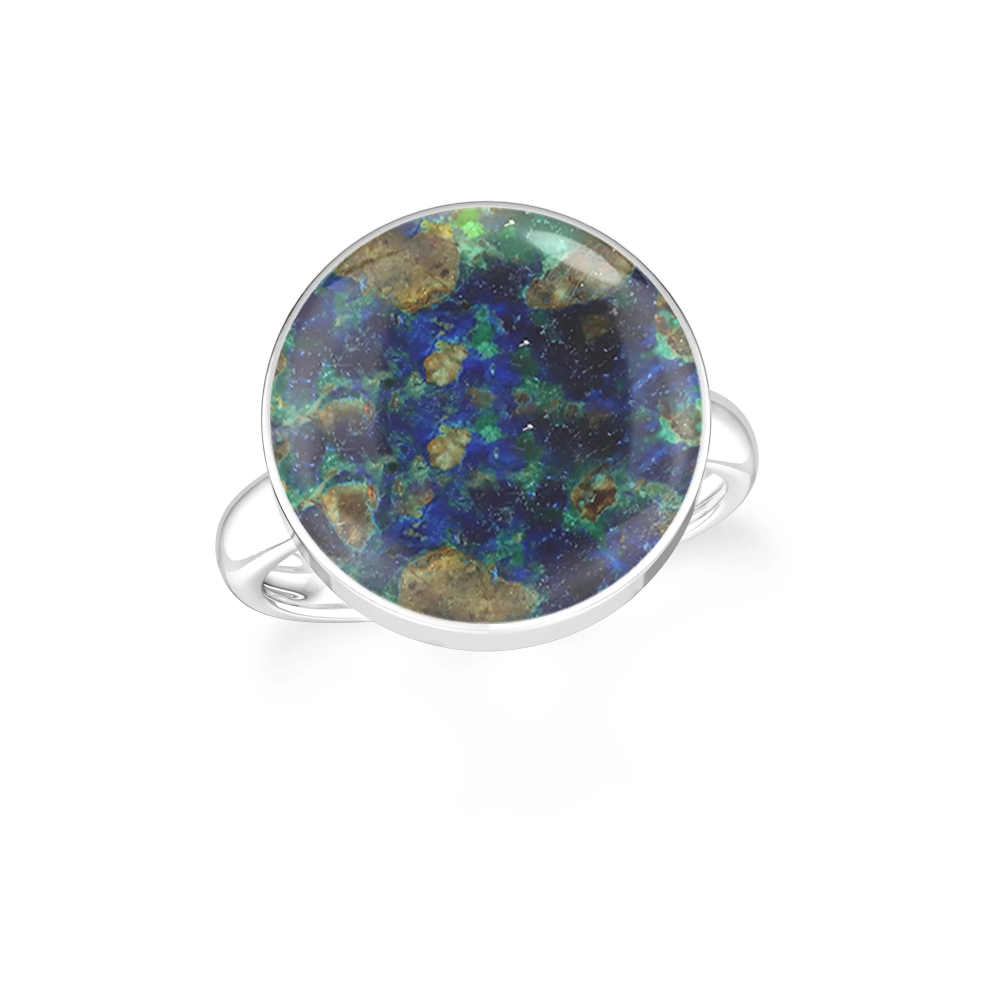 azurite malachite bezel-set ring