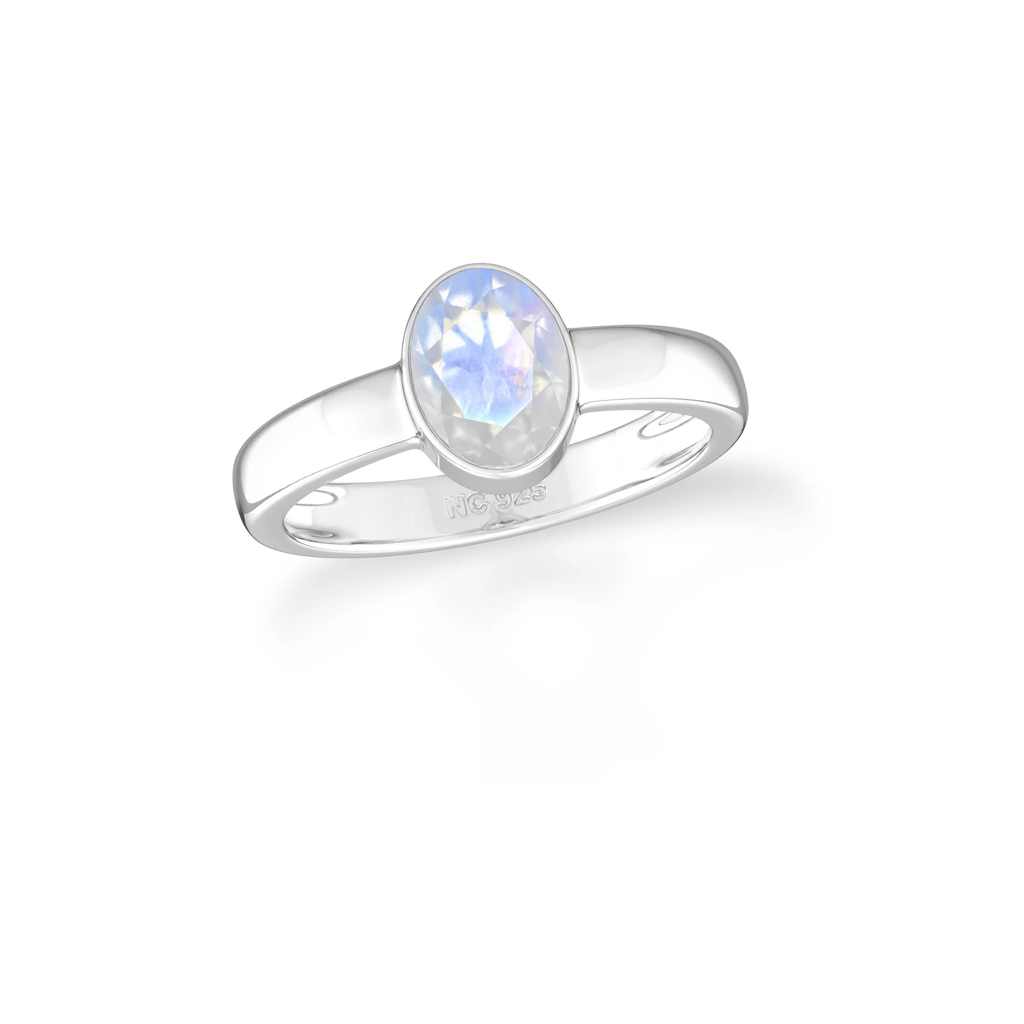 rainbow moonstone bezel-set ring