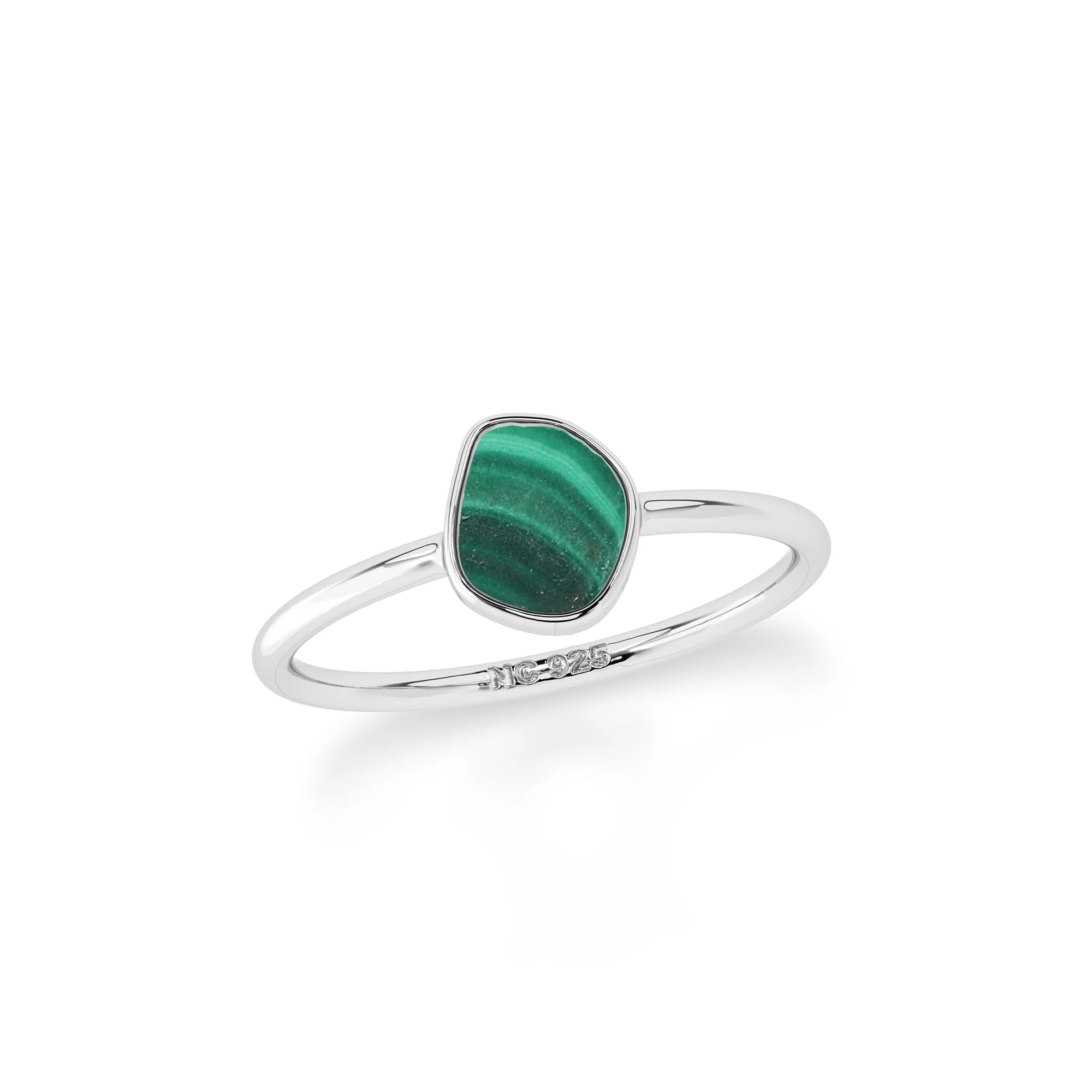 malachite stackable bezel-set ring