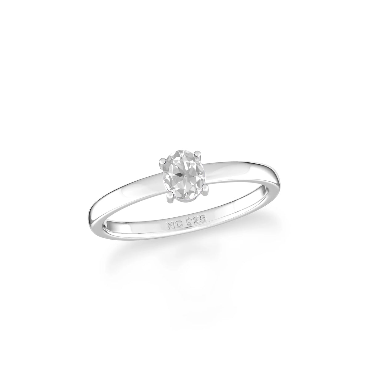 white topaz stackable prong-set ring