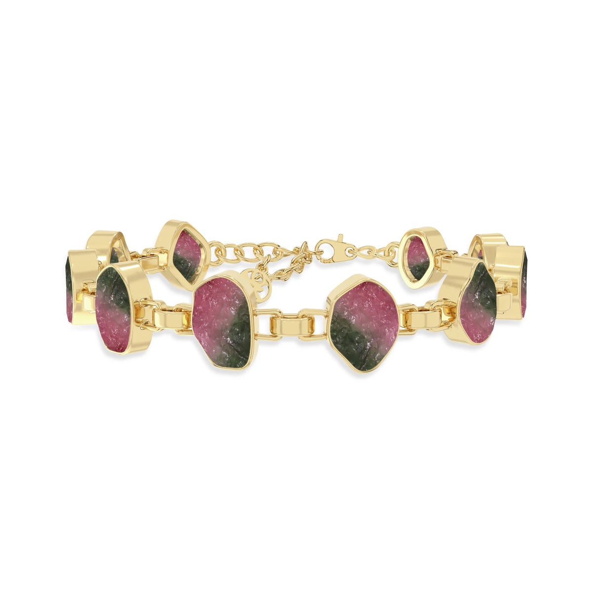 watermelon-tourmaline chain bracelet