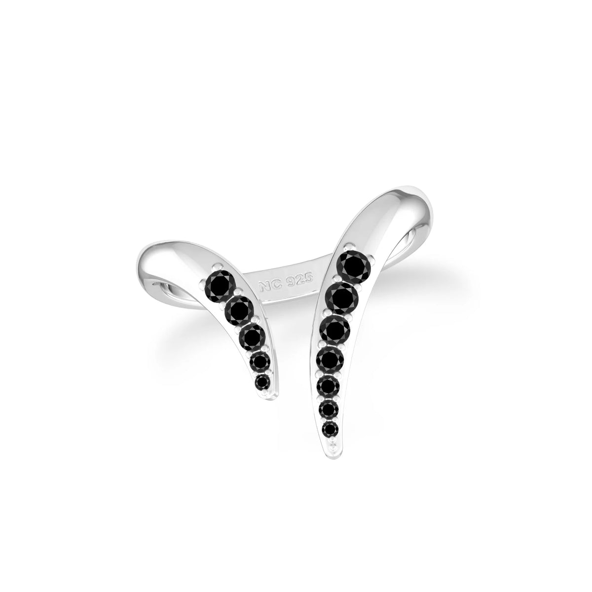 black spinel prong-set ring