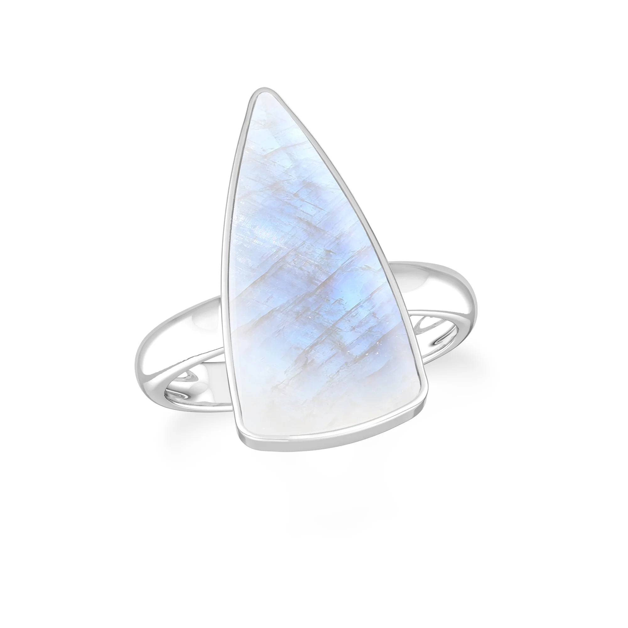 rainbow-moonstone bezel-set ring