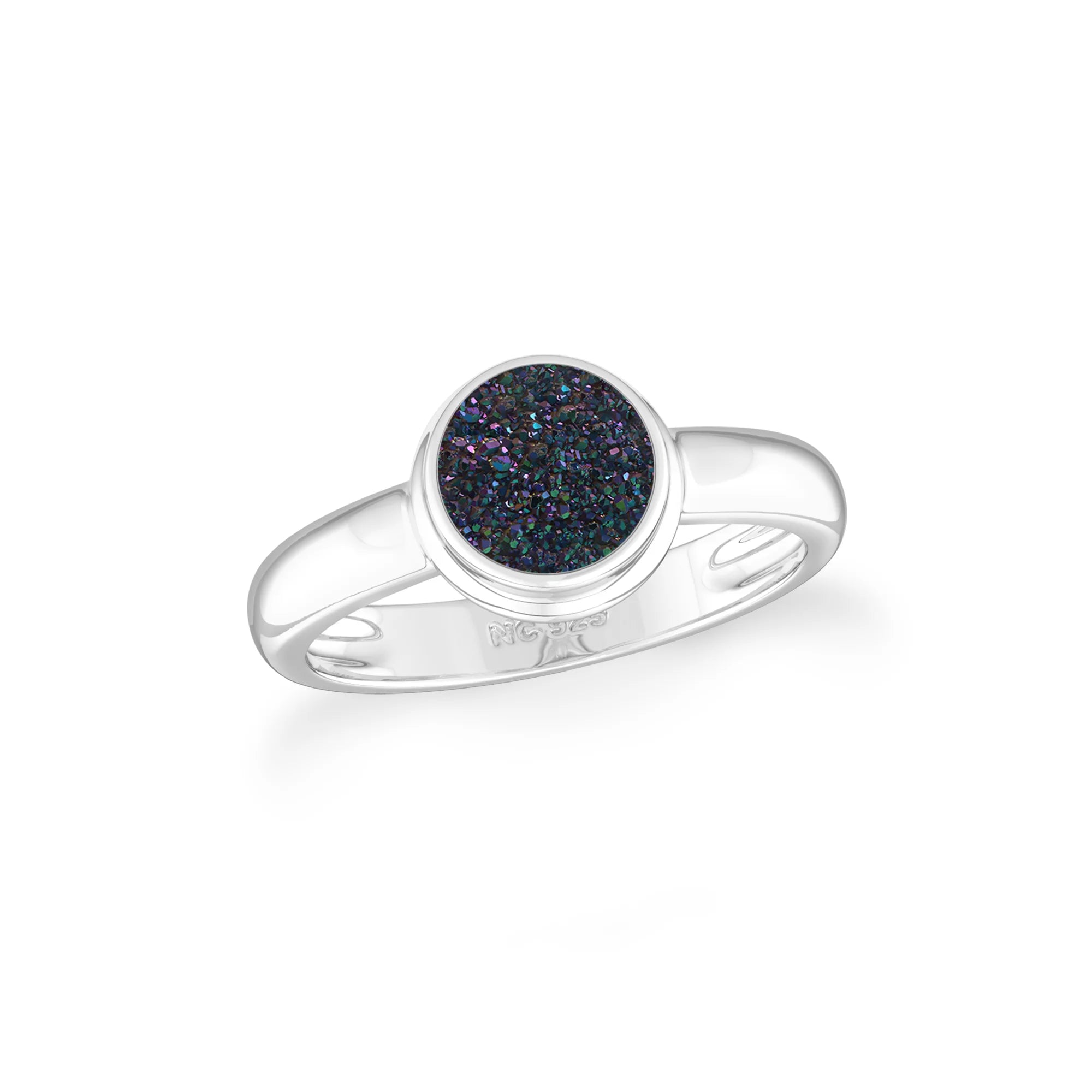 multi-titanium-druzy bezel-set ring