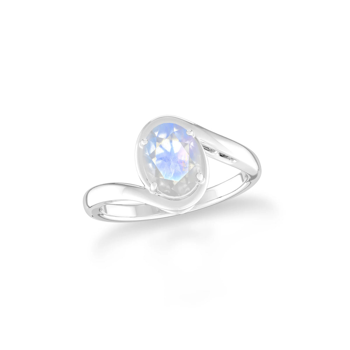 rainbow moonstone bezel-set ring