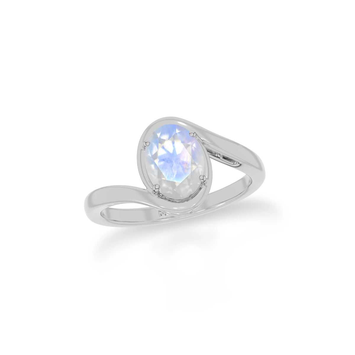 rainbow moonstone bezel-set ring