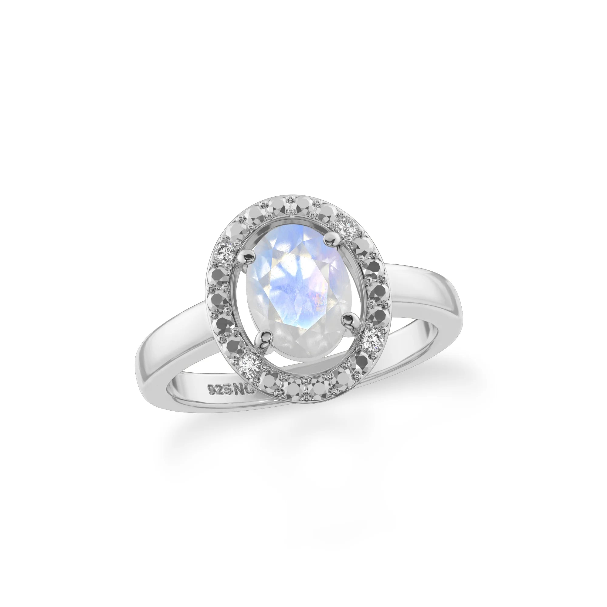 rainbow-moonstone stackable prong-set ring