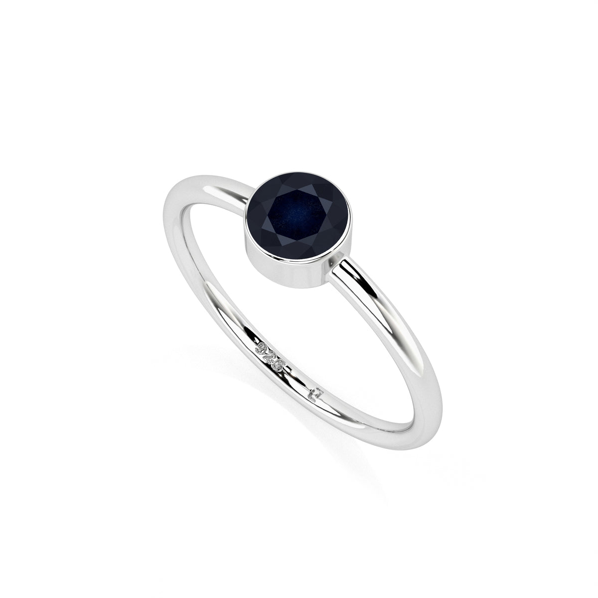 Natural Blue Sapphire Stackable Rings for Women in Sterling Silver (Pack of 12, Bezel-Set, Faceted)