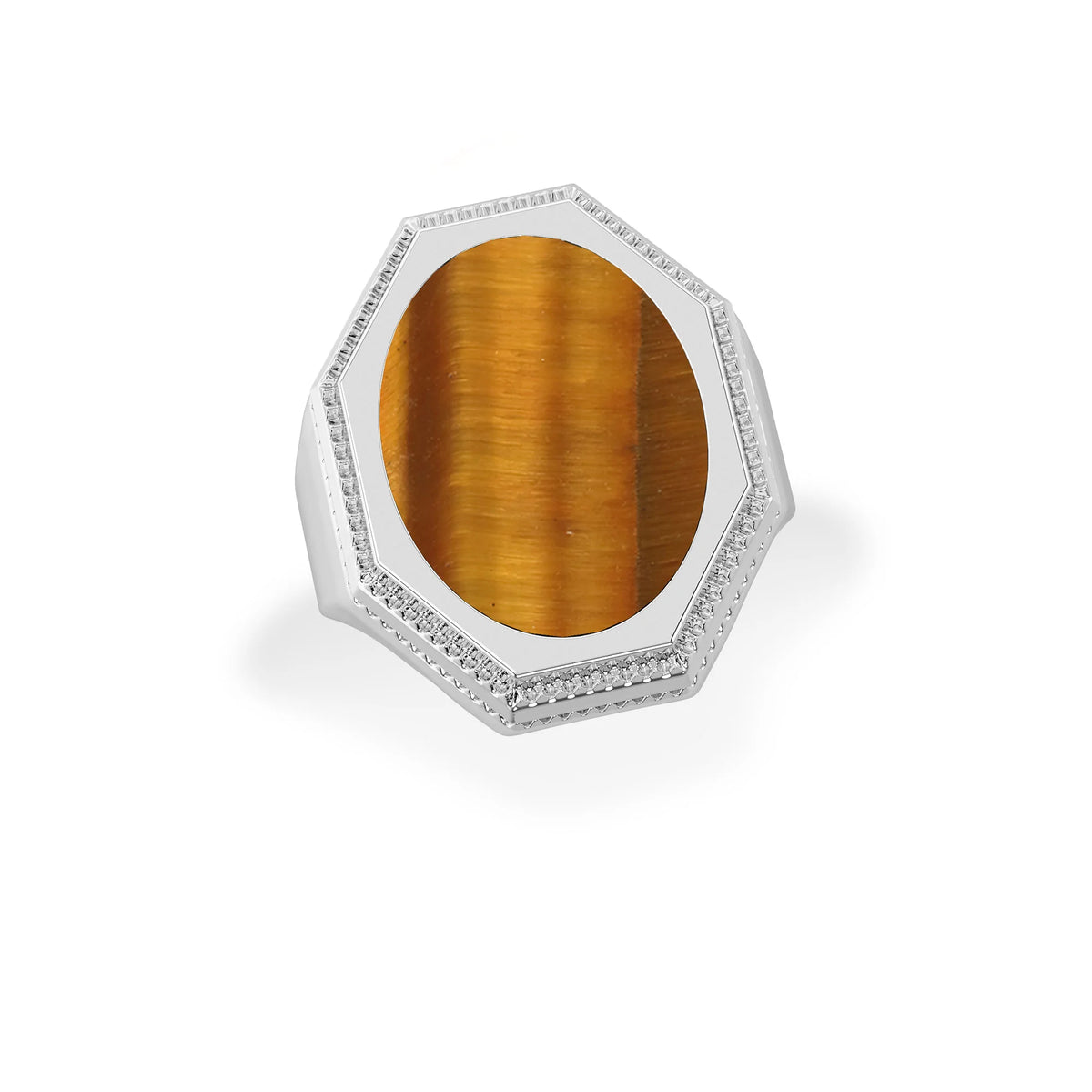 tiger eye men prong-set ring