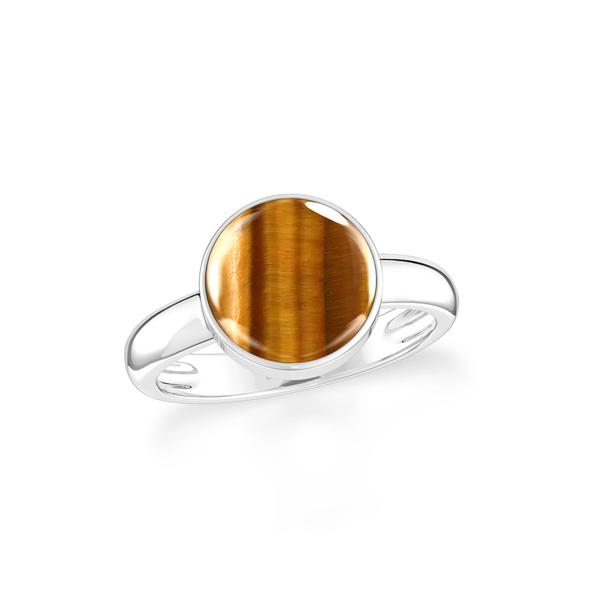 tiger-eye bezel-set ring