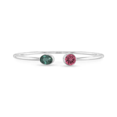 green tourmaline with pink tourmaline cut bracelet