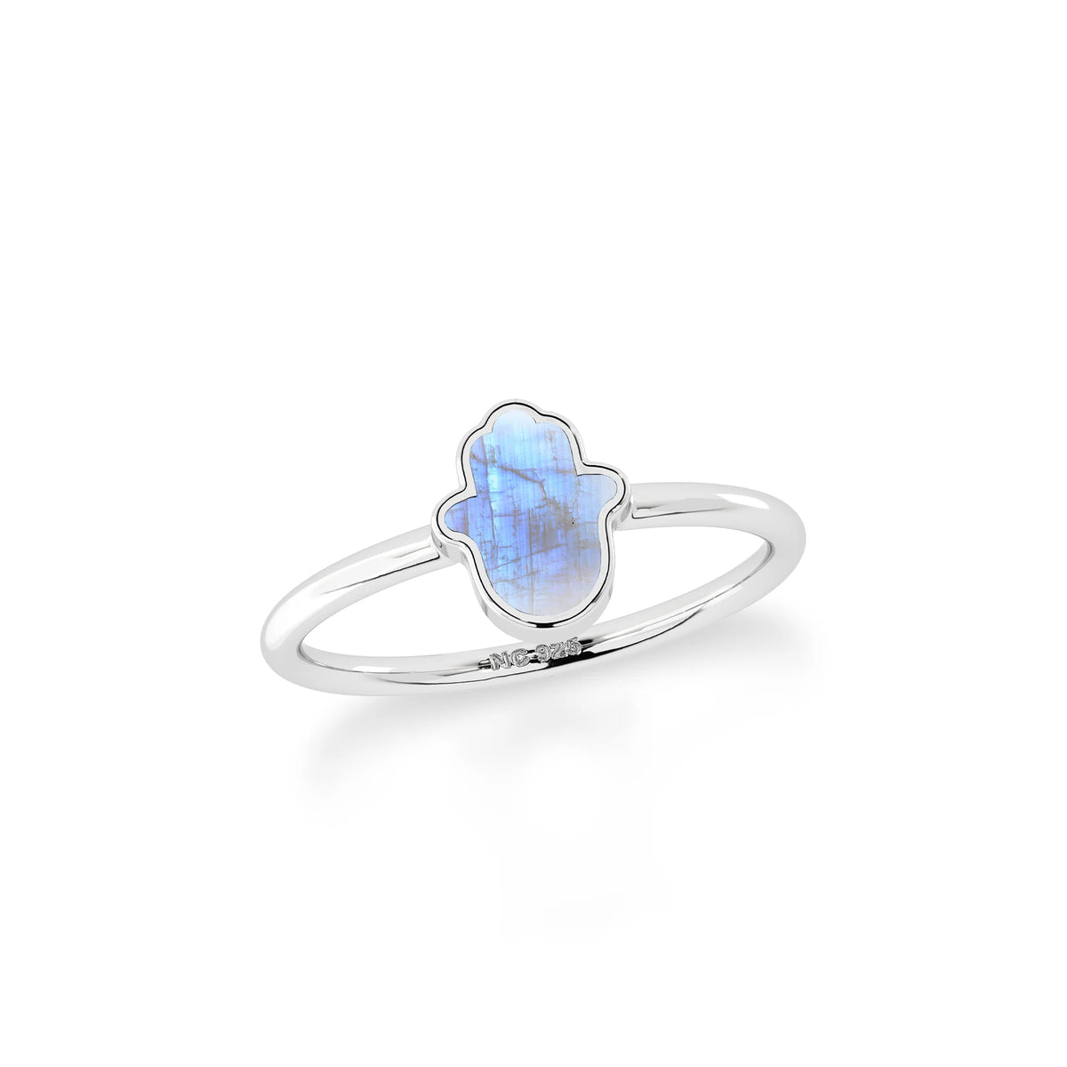 rainbow moonstone stackable bezel-set ring