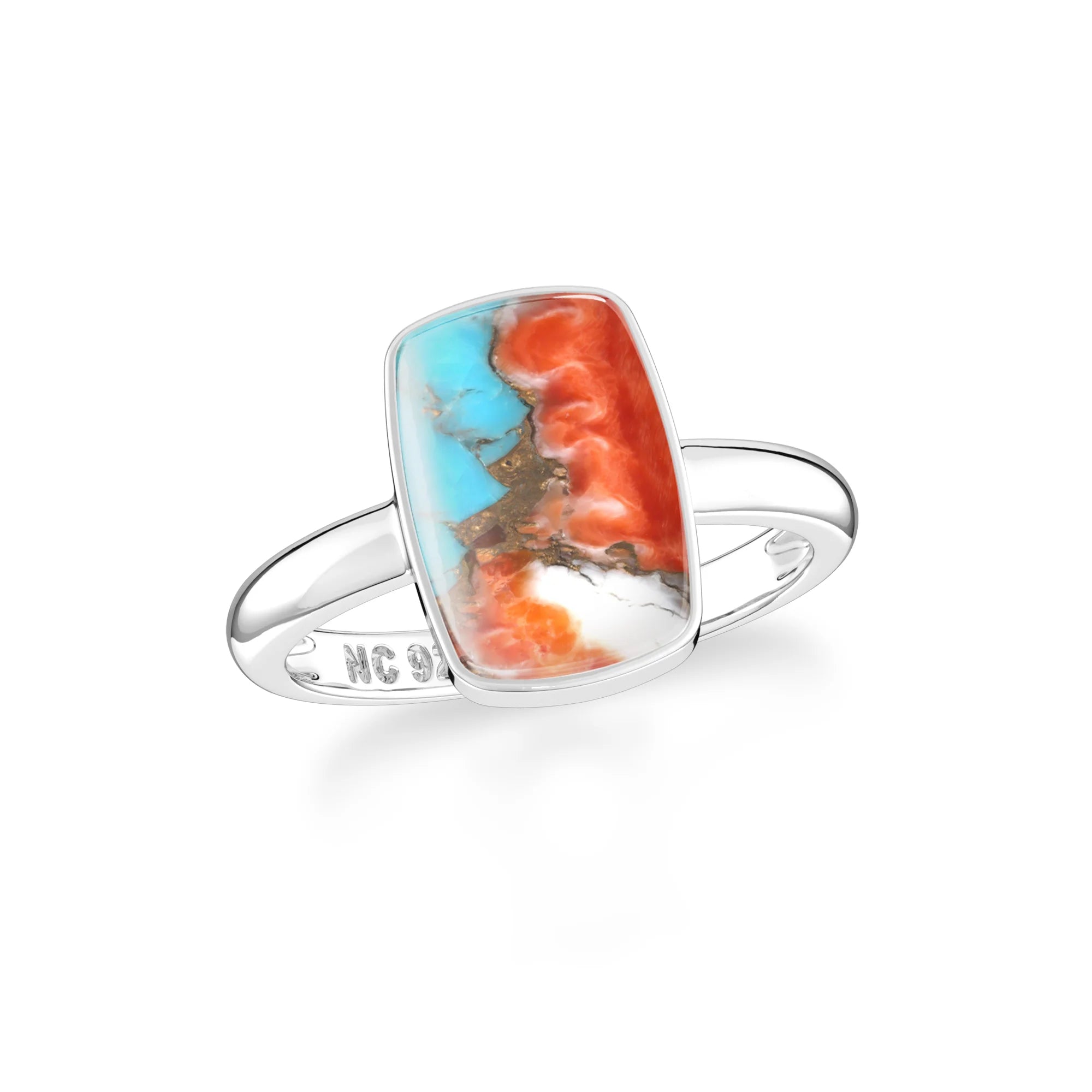 spiny-oyster-turquoise bezel-set ring