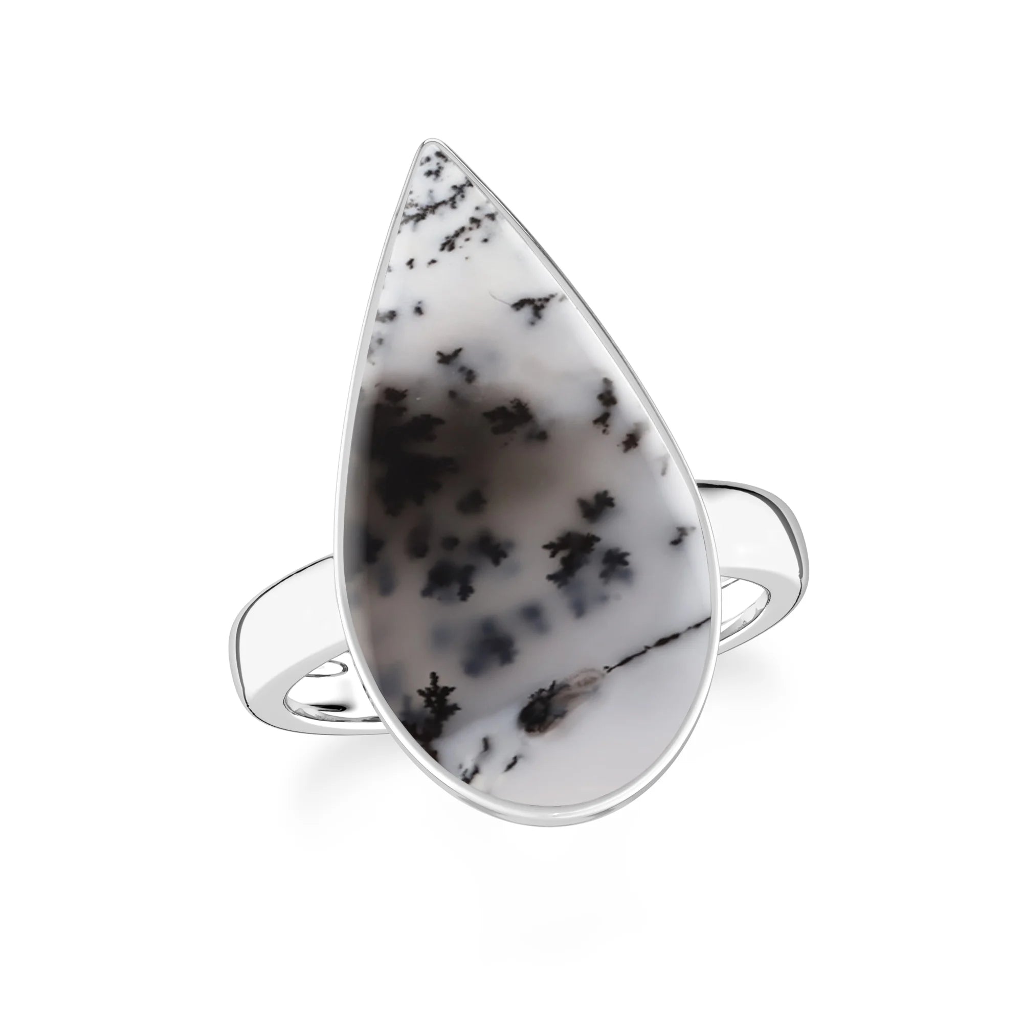 dendritic-opal bezel-set ring
