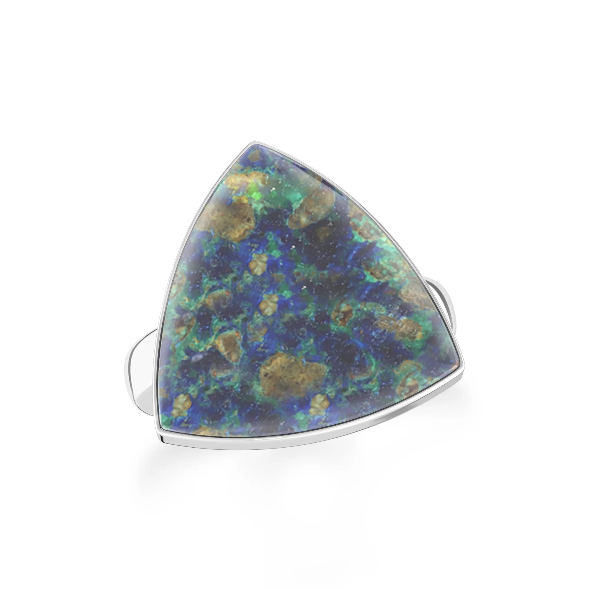 azurite malachite bezel-set ring