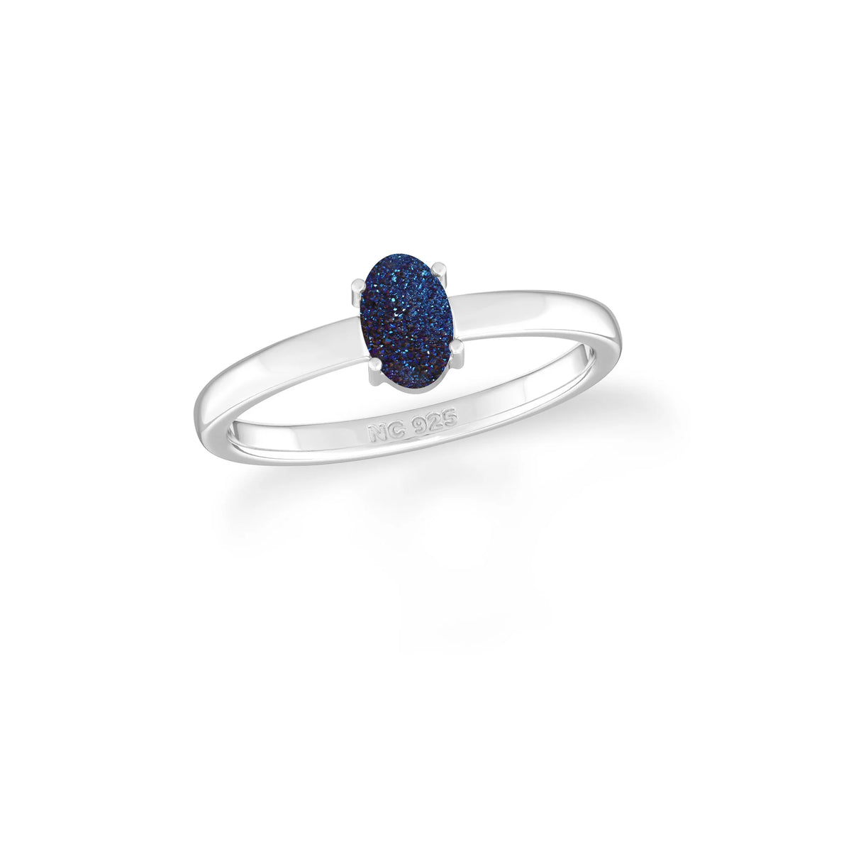 titanium-druzy-blue stackable prong-set ring
