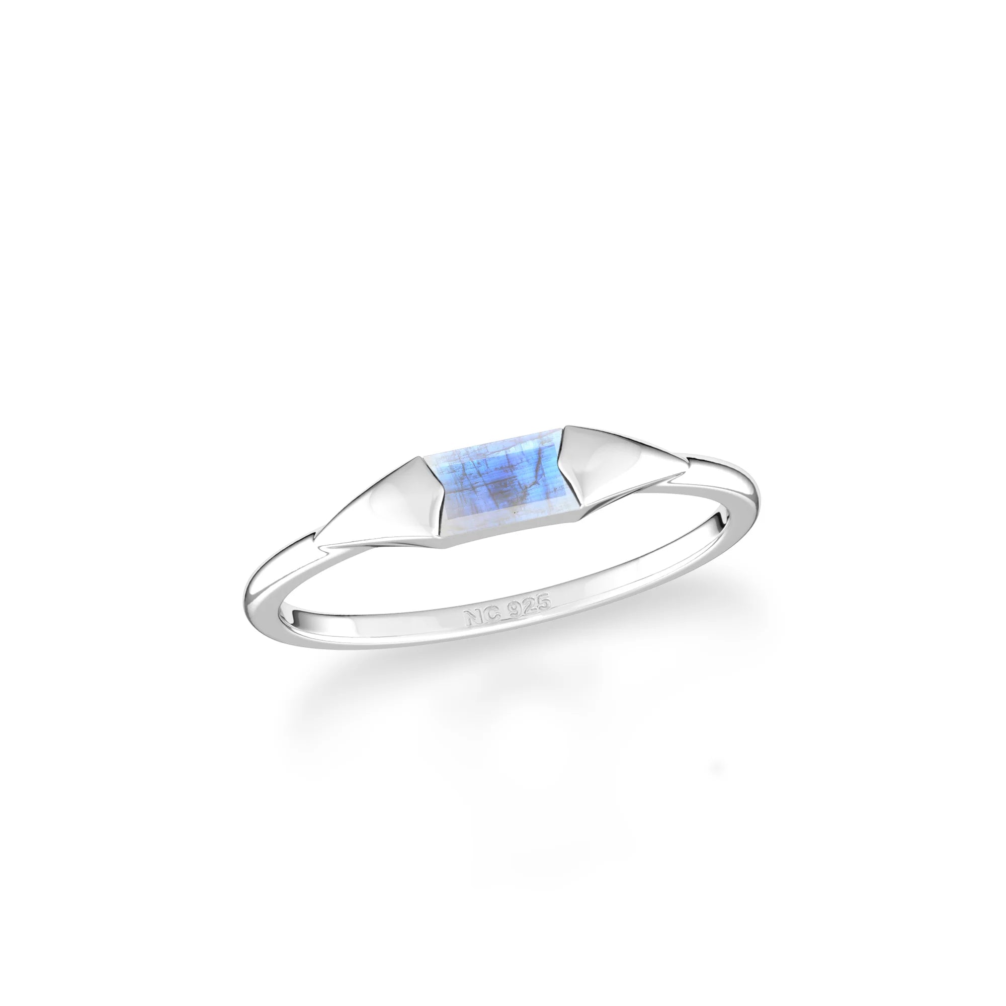 rainbow-moonstone stackable bezel-set ring
