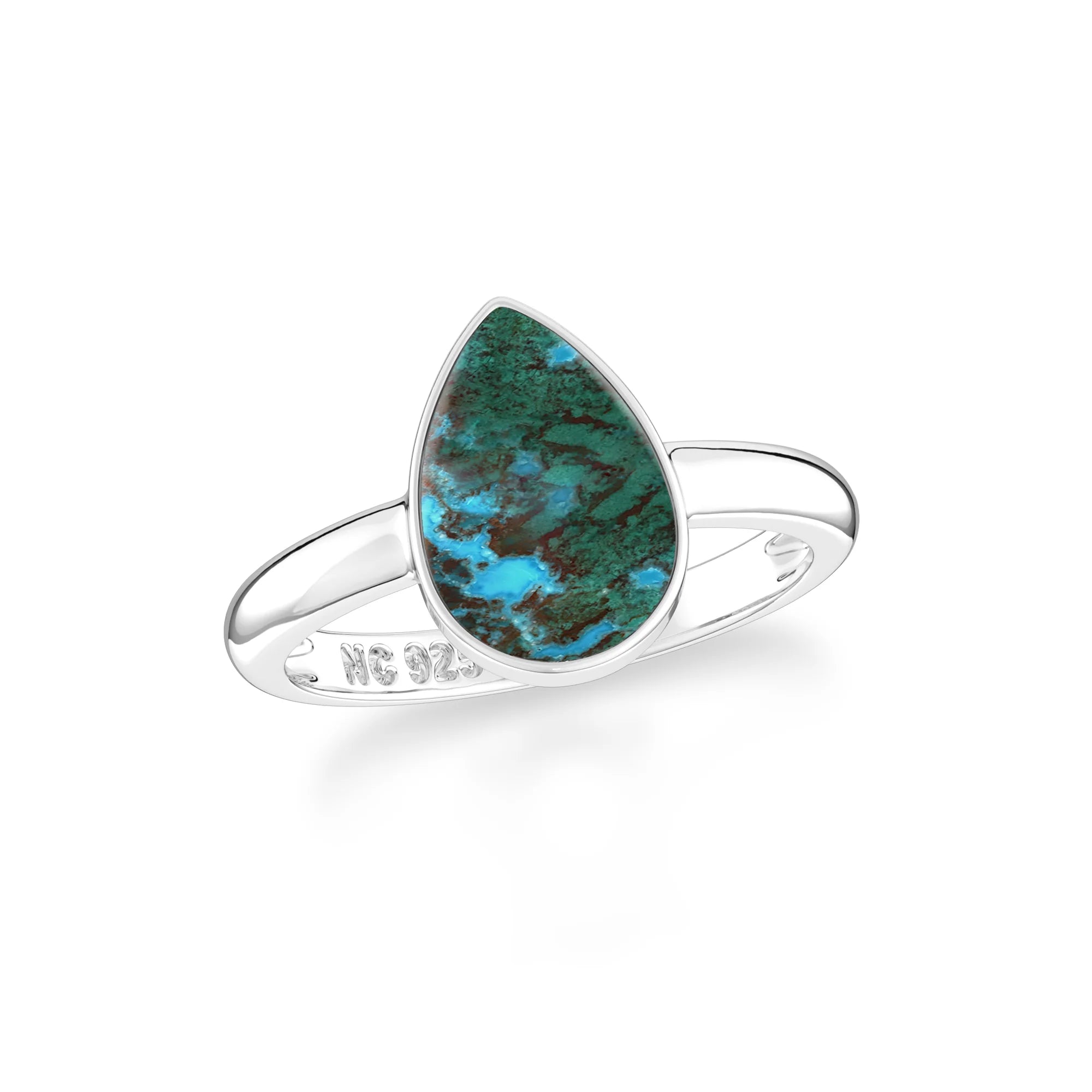 Natural Chrysocolla Malachite Cab Ring | 925 Sterling Silver | Bezel Set | Pack of 6