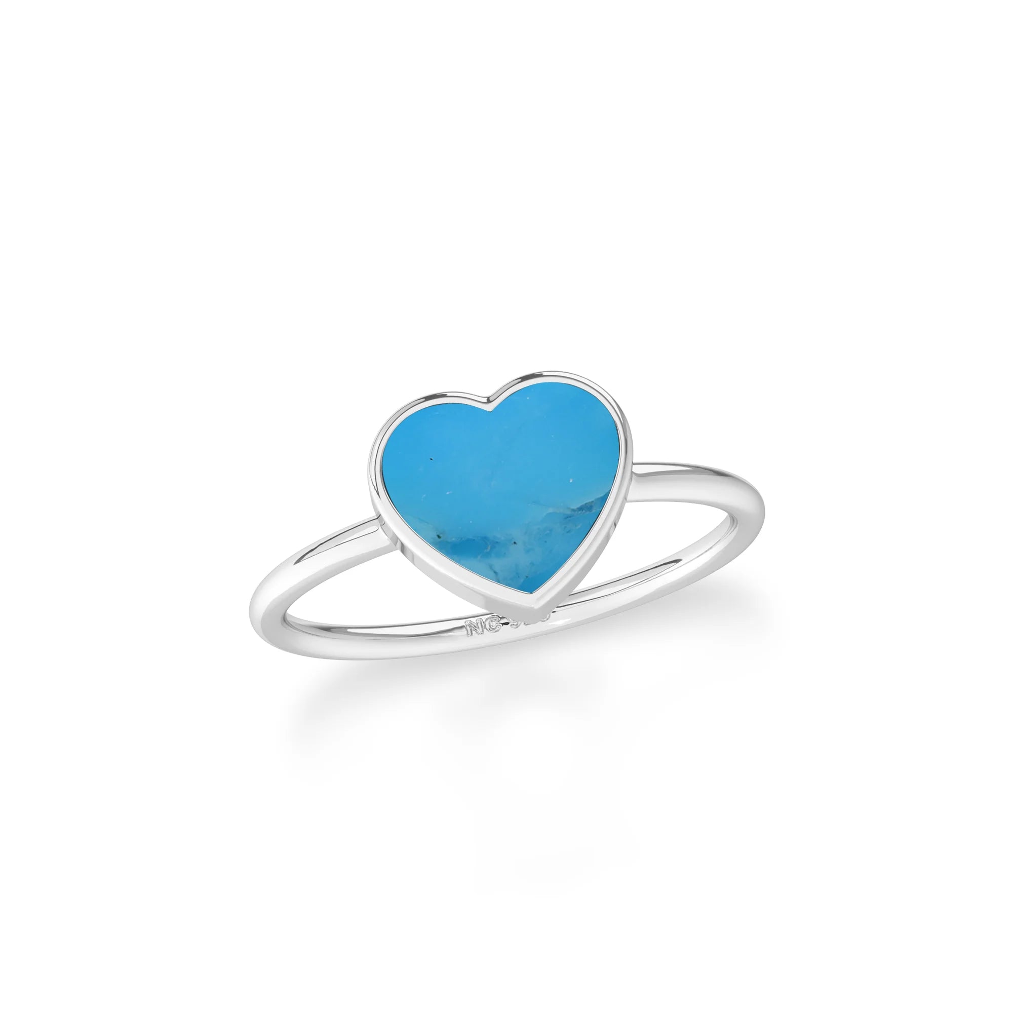 compressed turquoise blue  stackable bezel-set ring