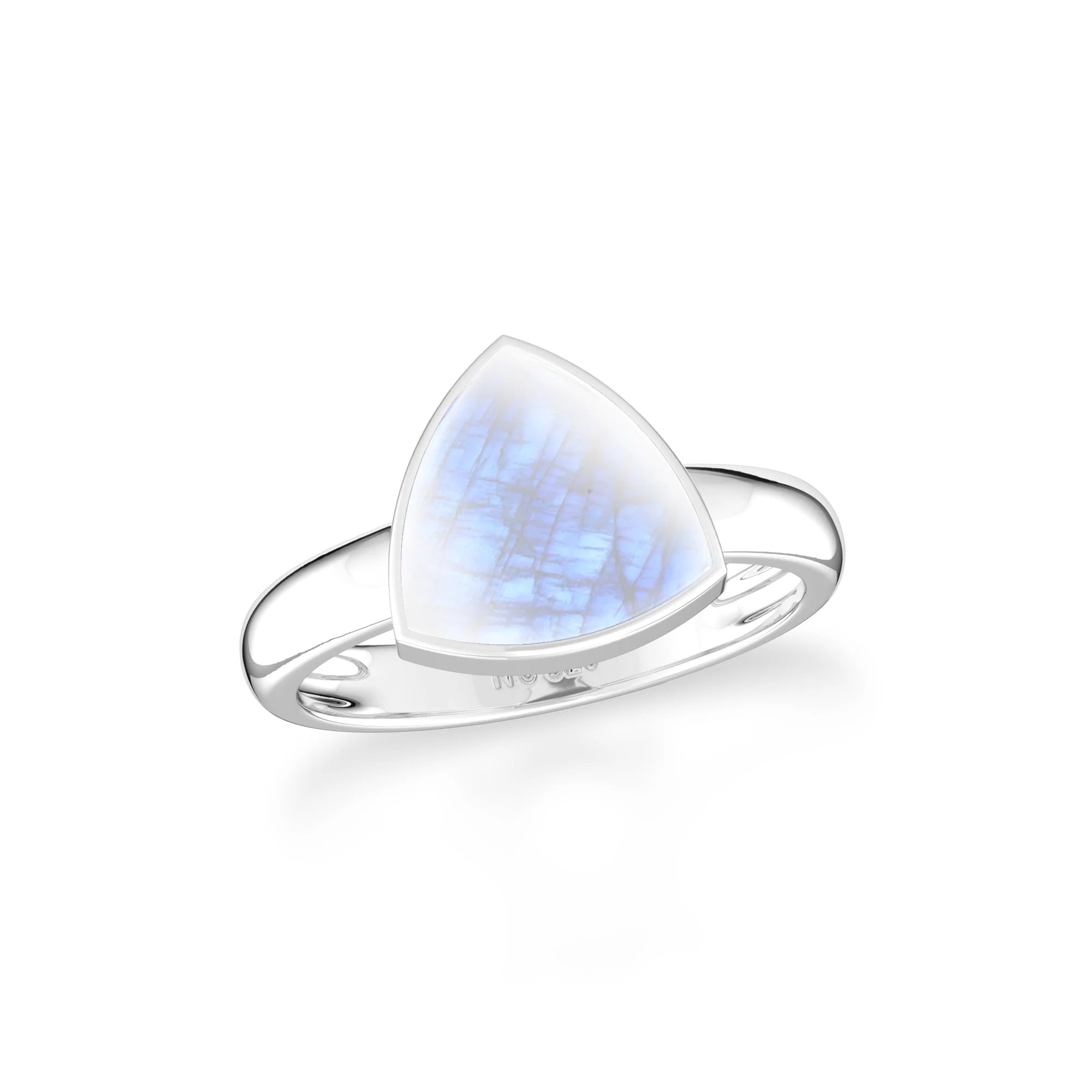 rainbow-moonstone bezel-set ring