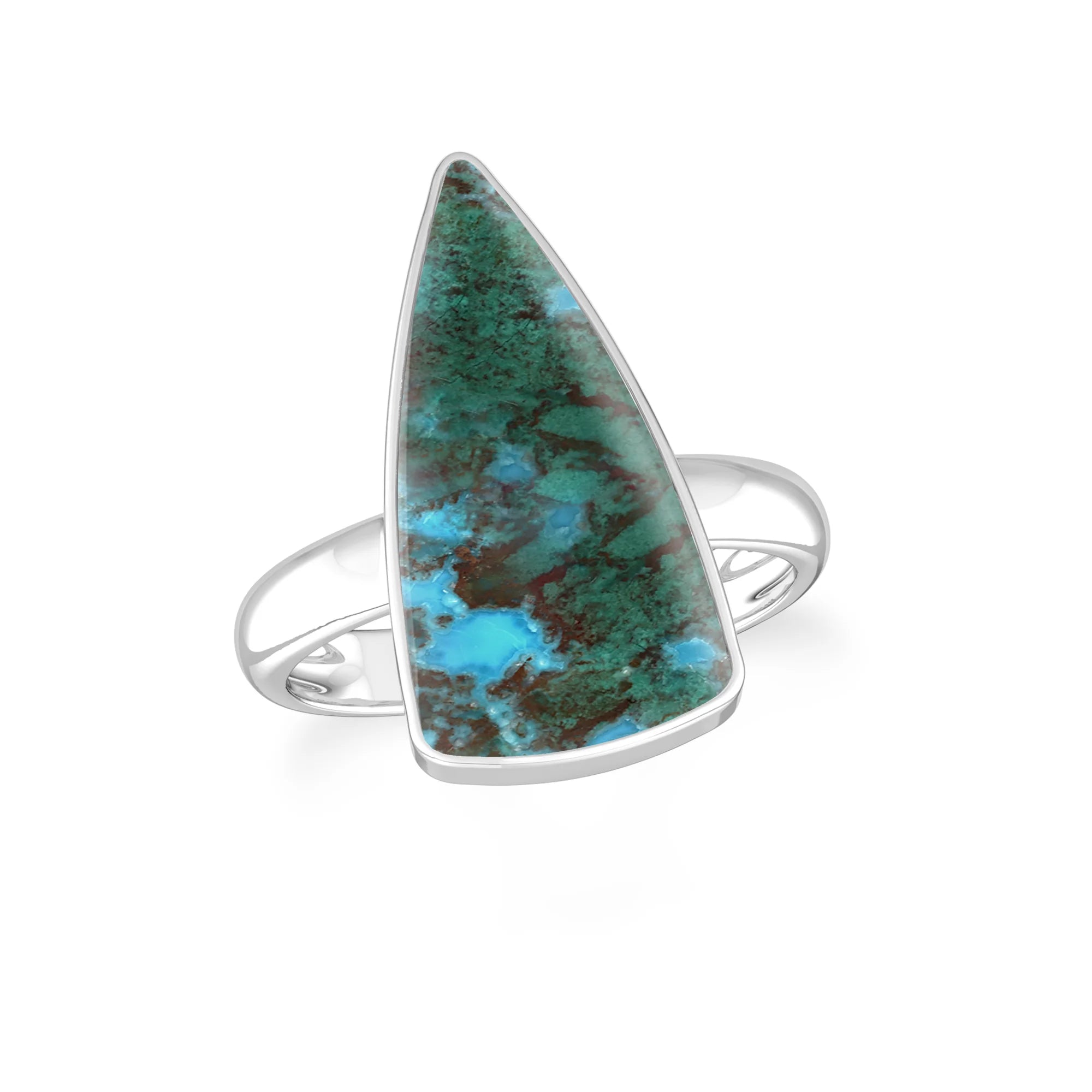 chrysocolla bezel-set ring