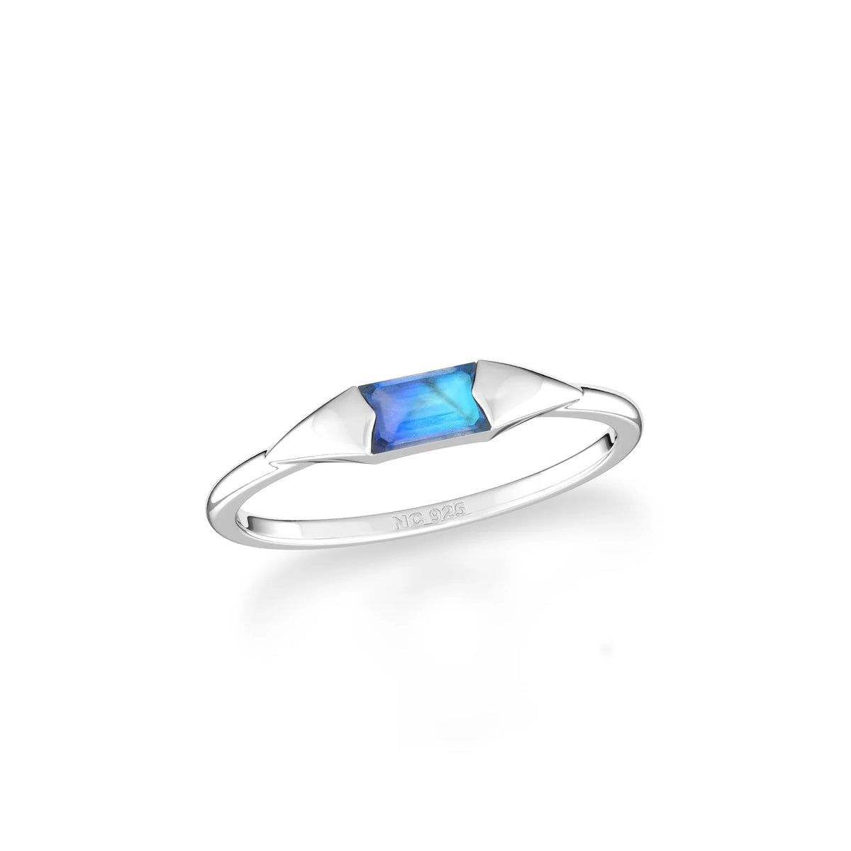 labradorite stackable bezel-set ring