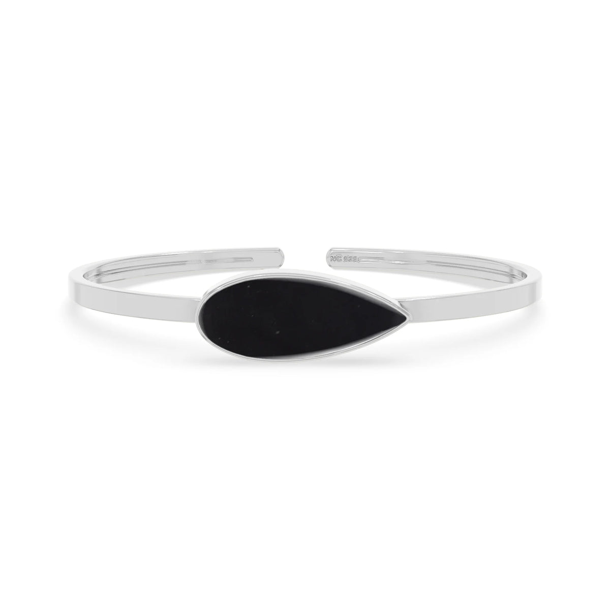 Natural Cab Shungite Pear Twister Bracelets For Women in Sterling Silver