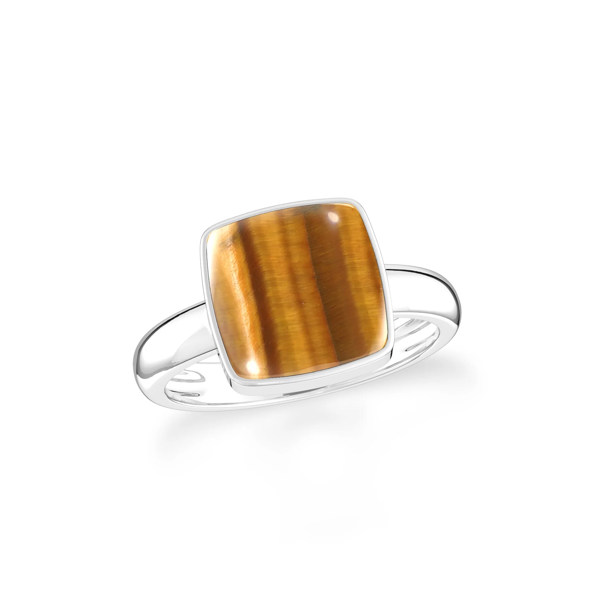 tiger-eye bezel-set ring