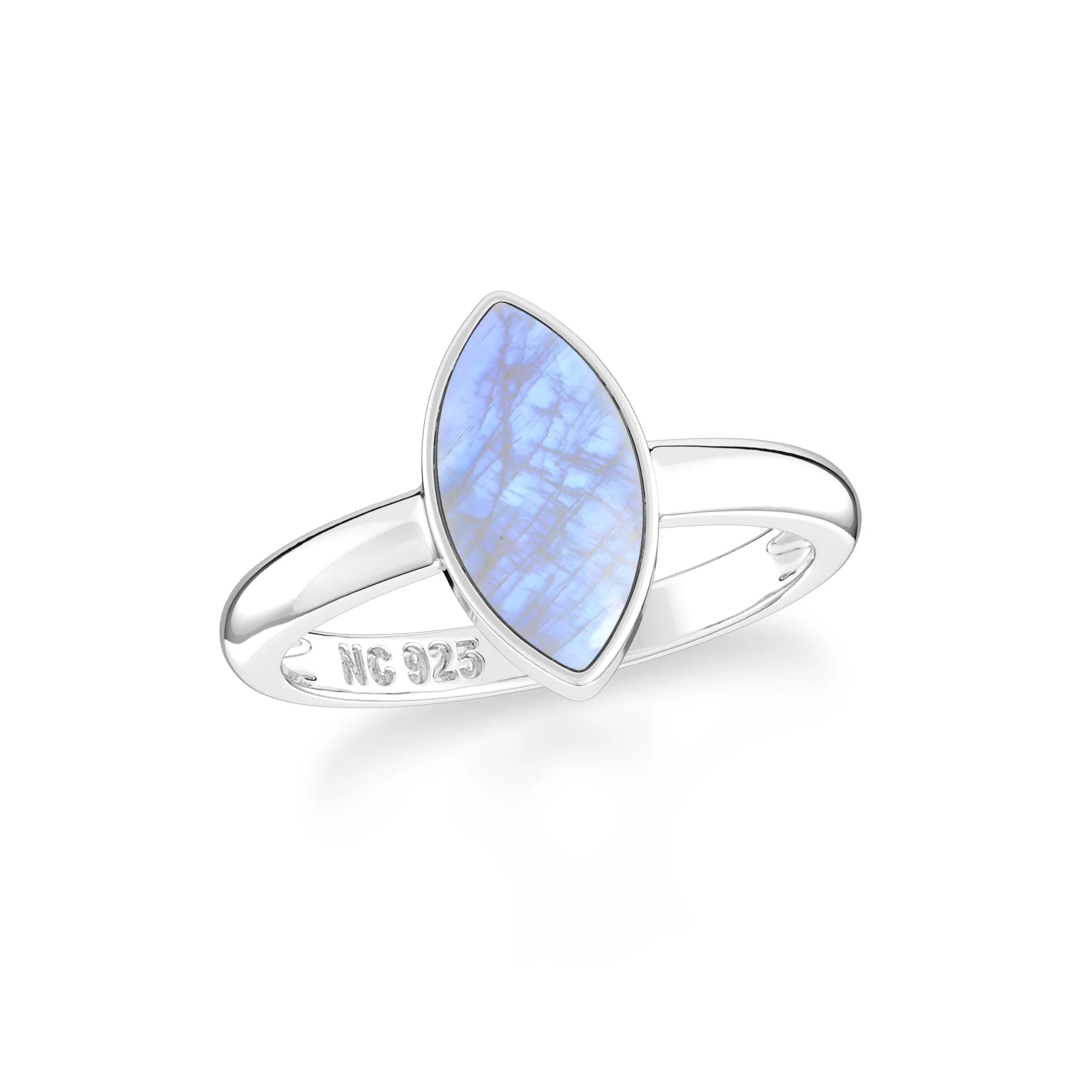 rainbow moonstone bezel-set ring