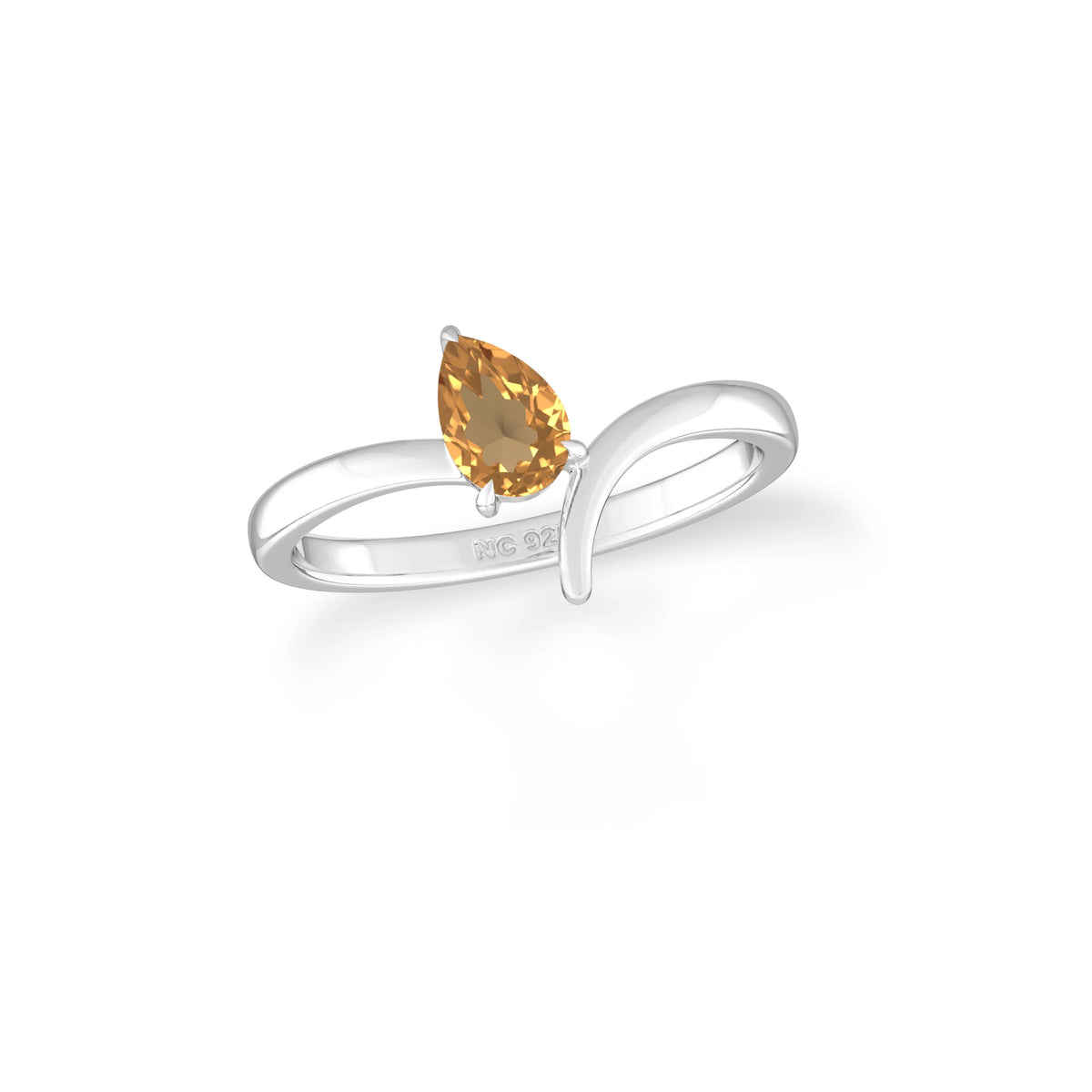 natural citrine ring for women in sterling silver