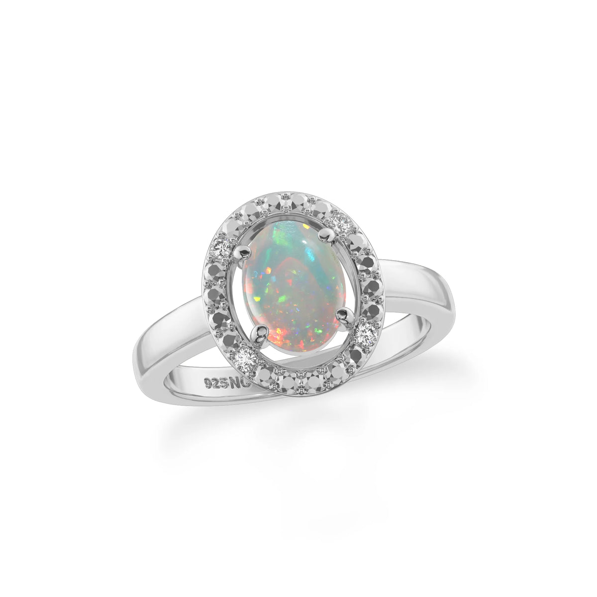 ethiopian-opal stackable prong-set ring
