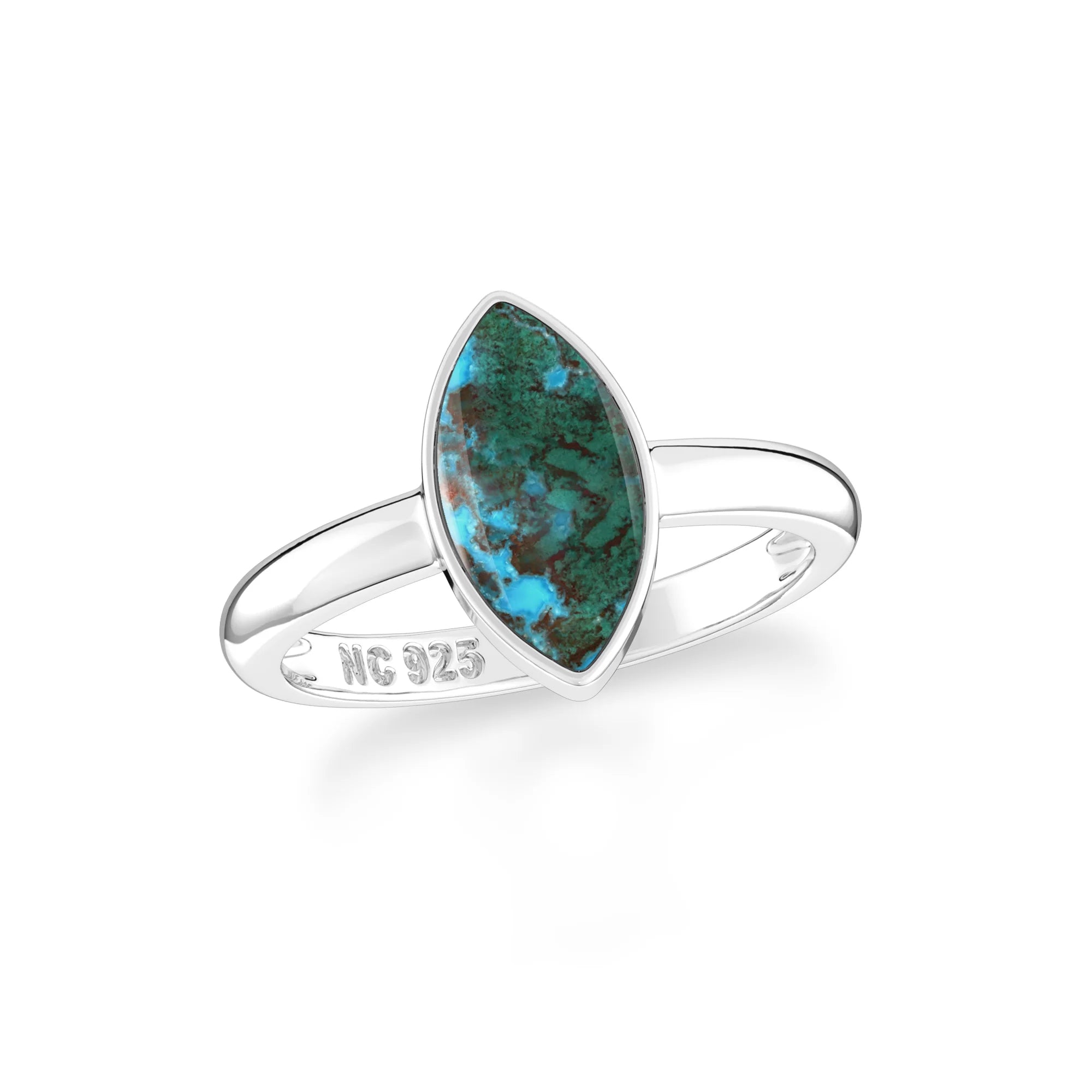 Natural Chrysocolla Malachite Cab Ring | 925 Sterling Silver | Bezel Set | Pack of 6