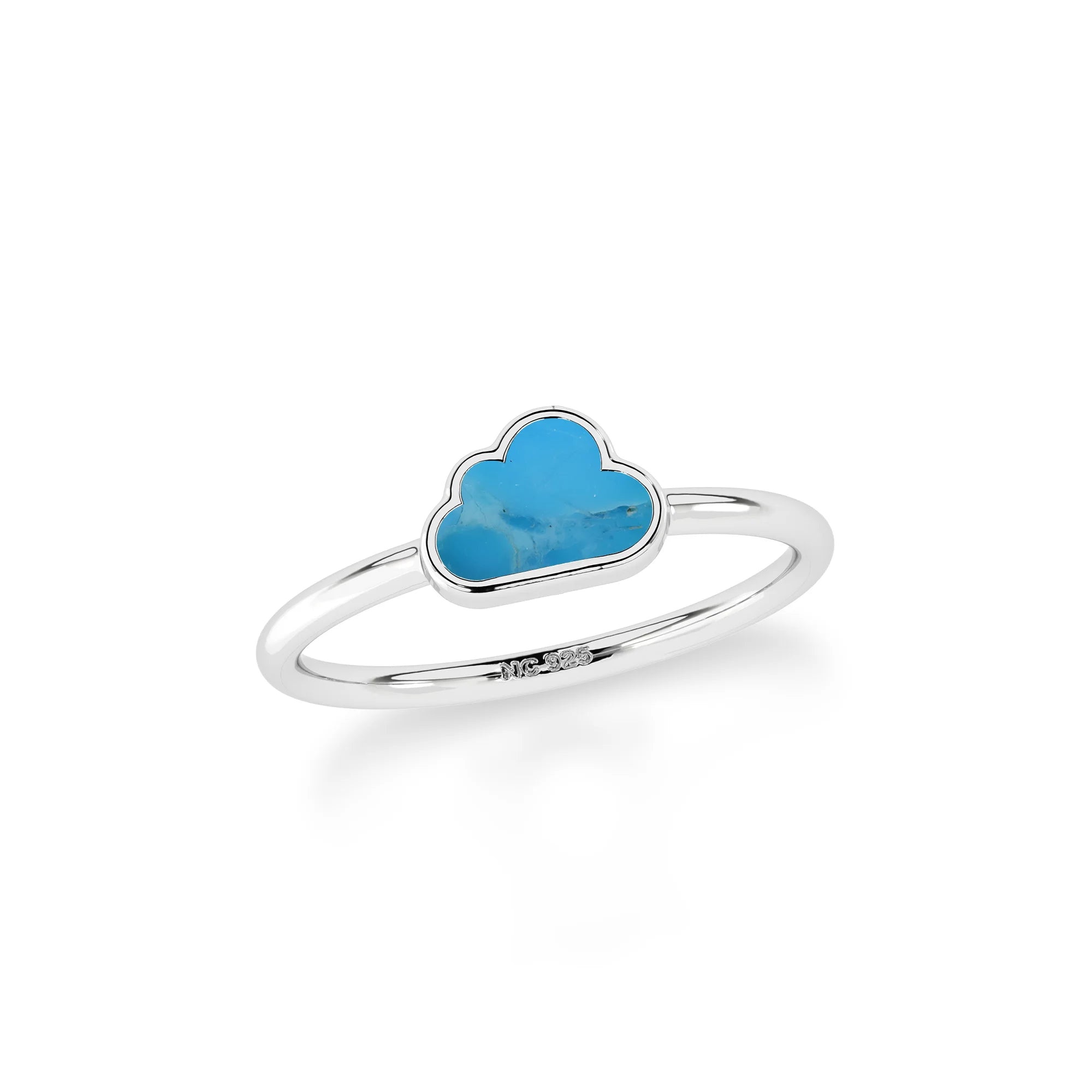 compressed turquoise blue  stackable bezel-set ring