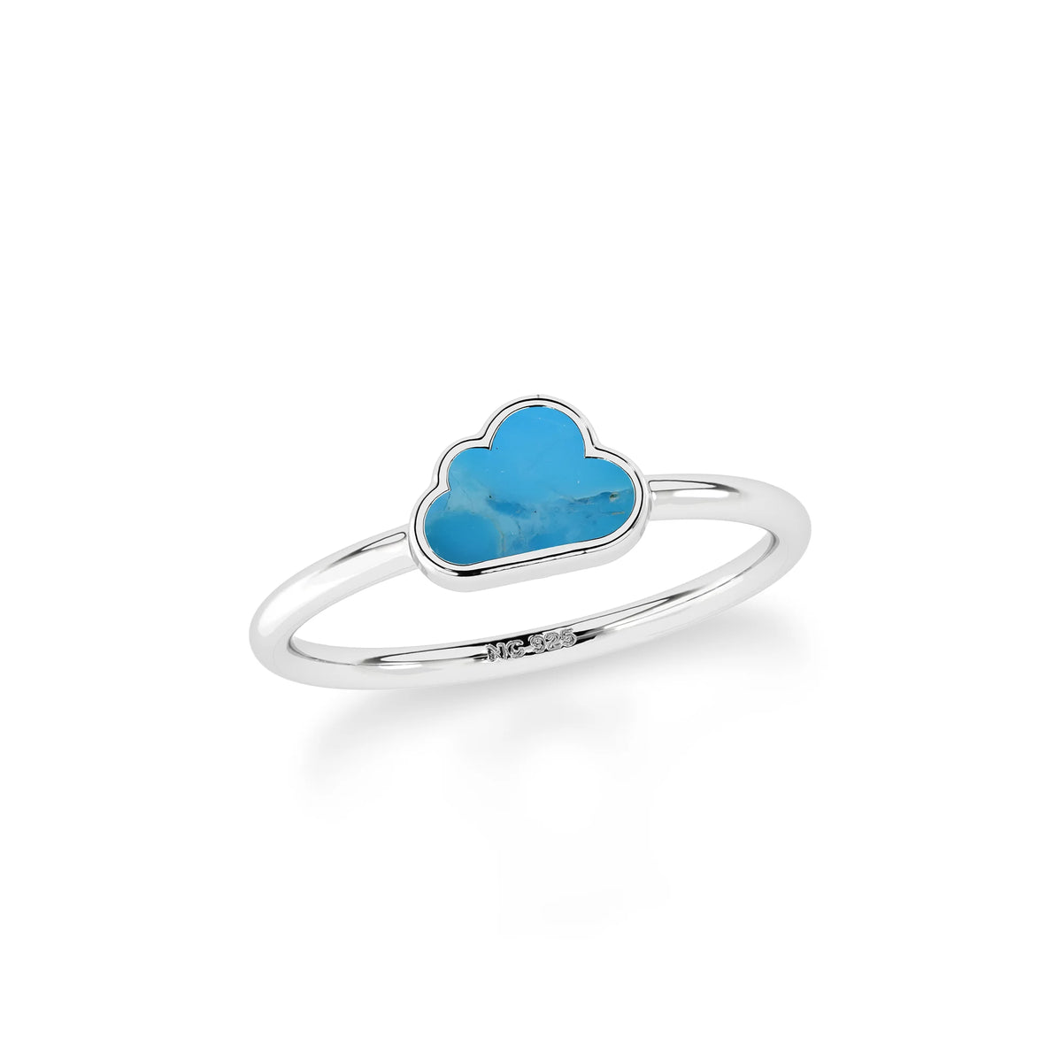 compressed turquoise blue  stackable bezel-set ring