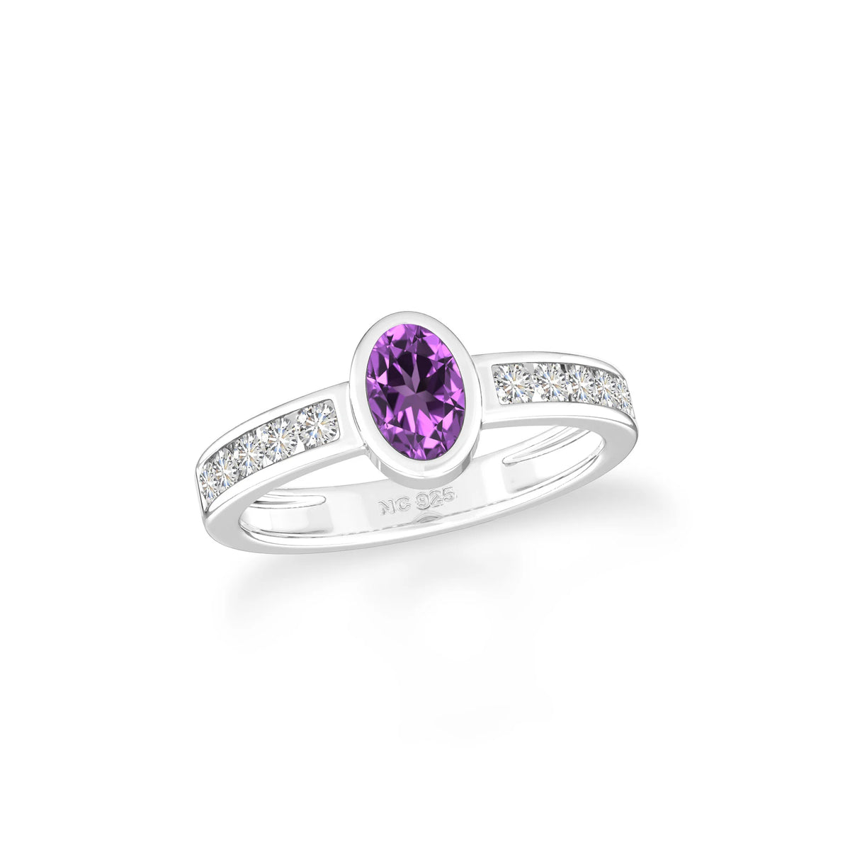 amethyst bezel-set ring