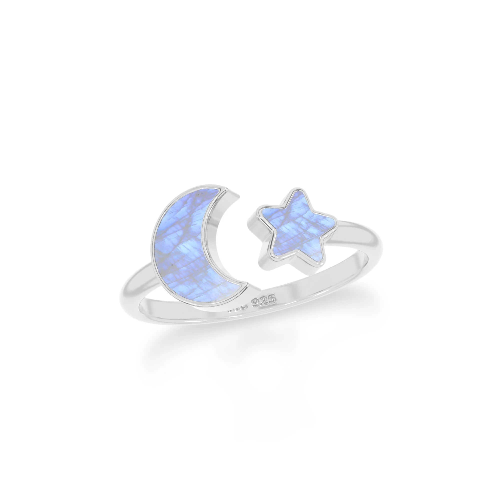 rainbow moonstone stackable bezel-set ring