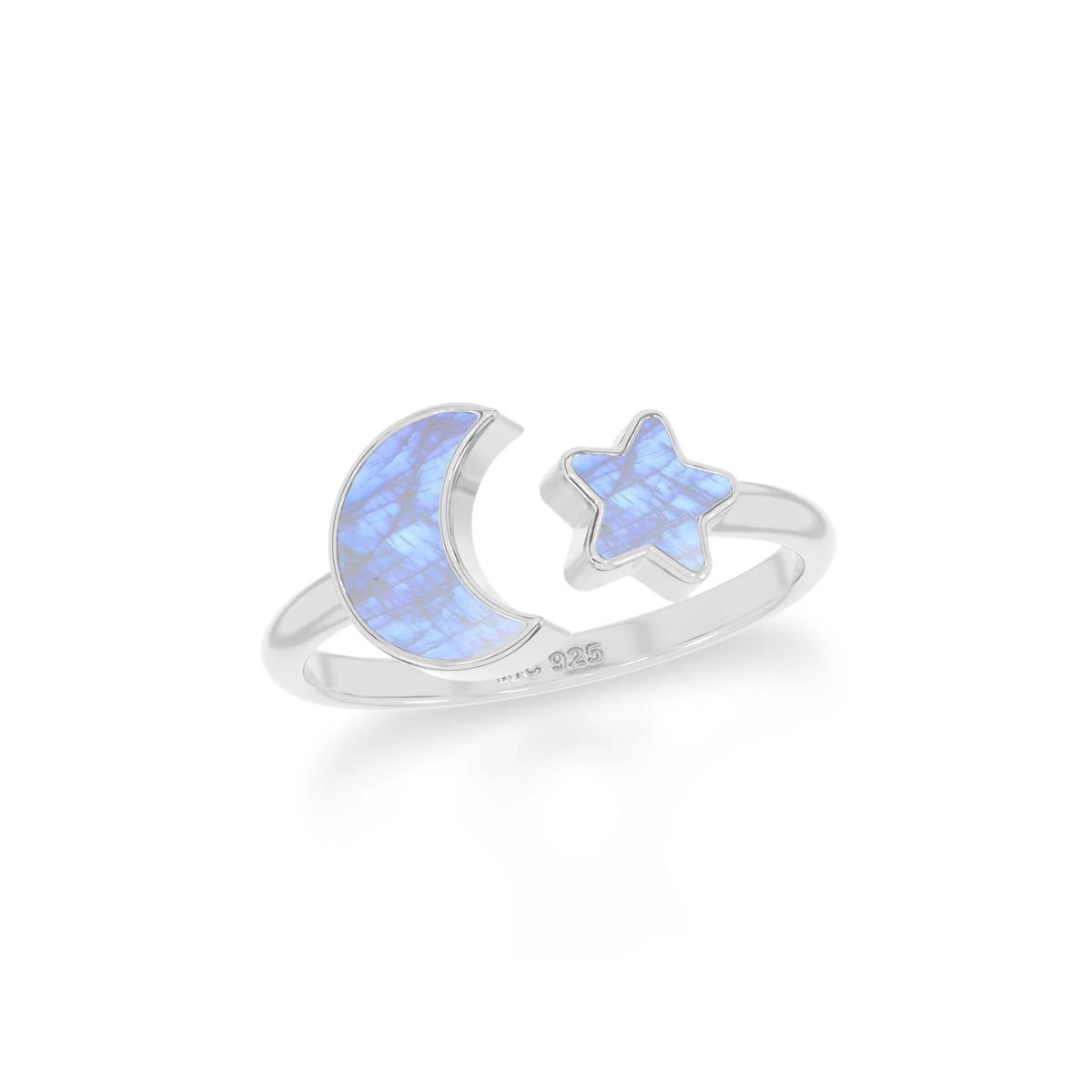 rainbow moonstone stackable bezel-set ring