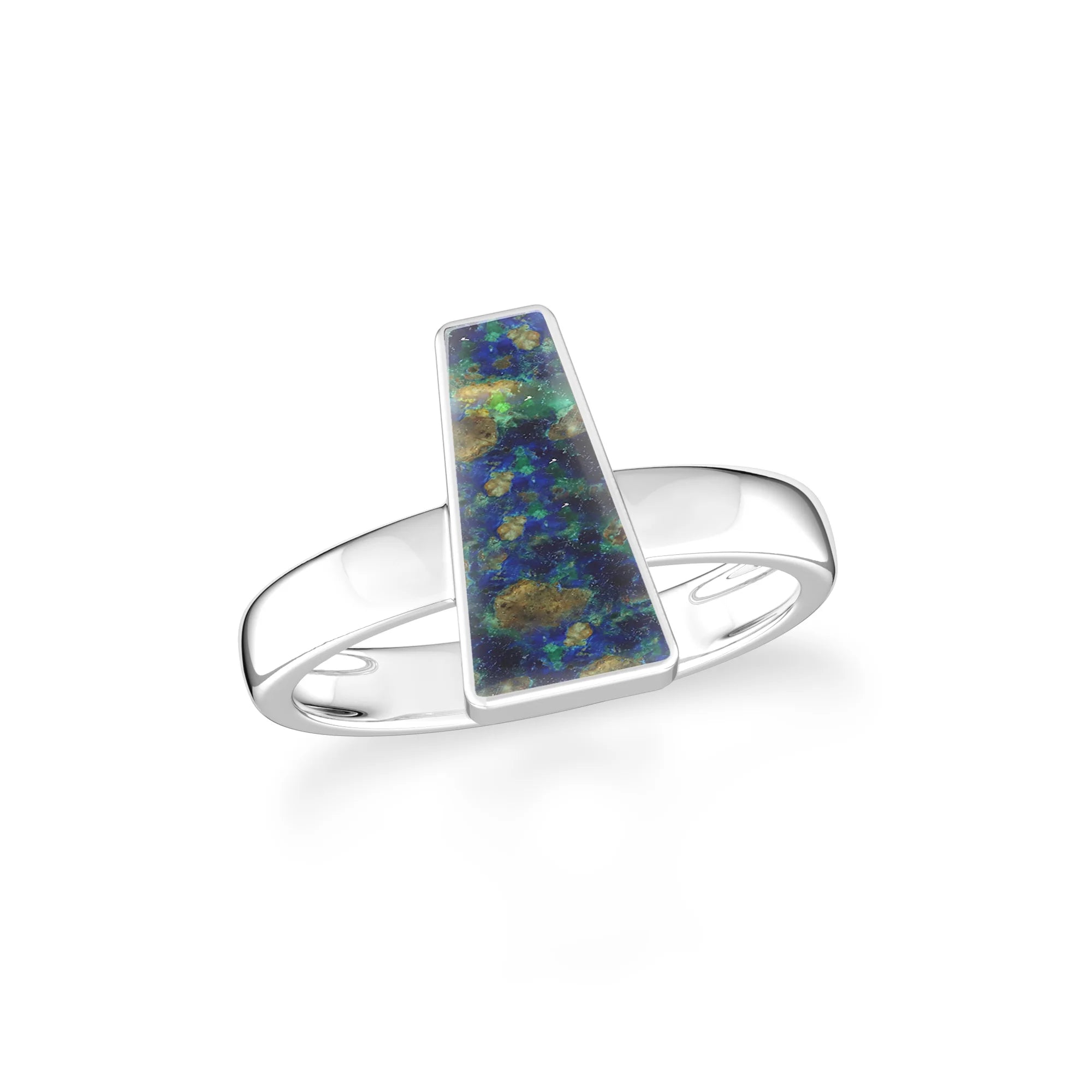 azurite malachite bezel-set ring