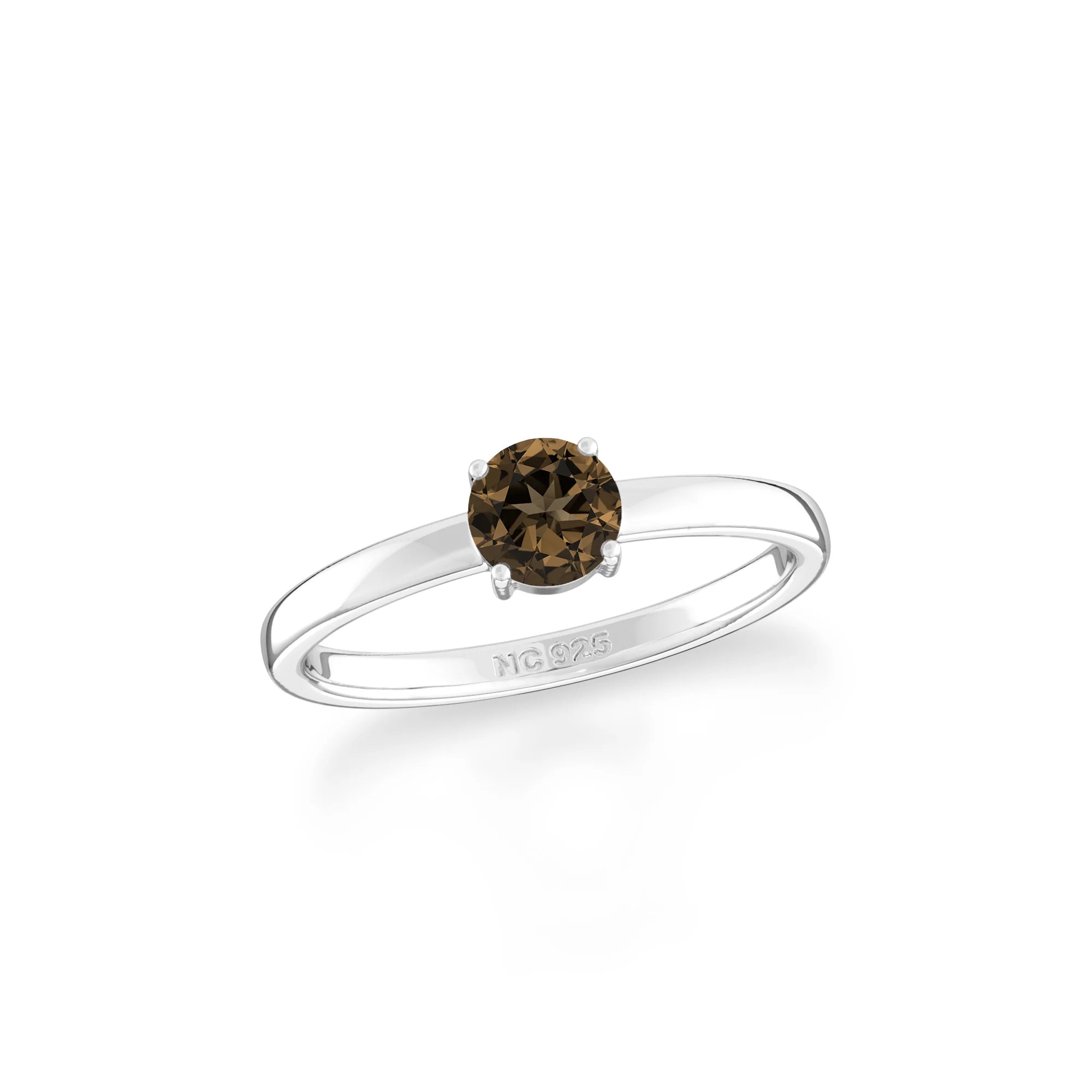 smoky quartz stackable prong-set ring
