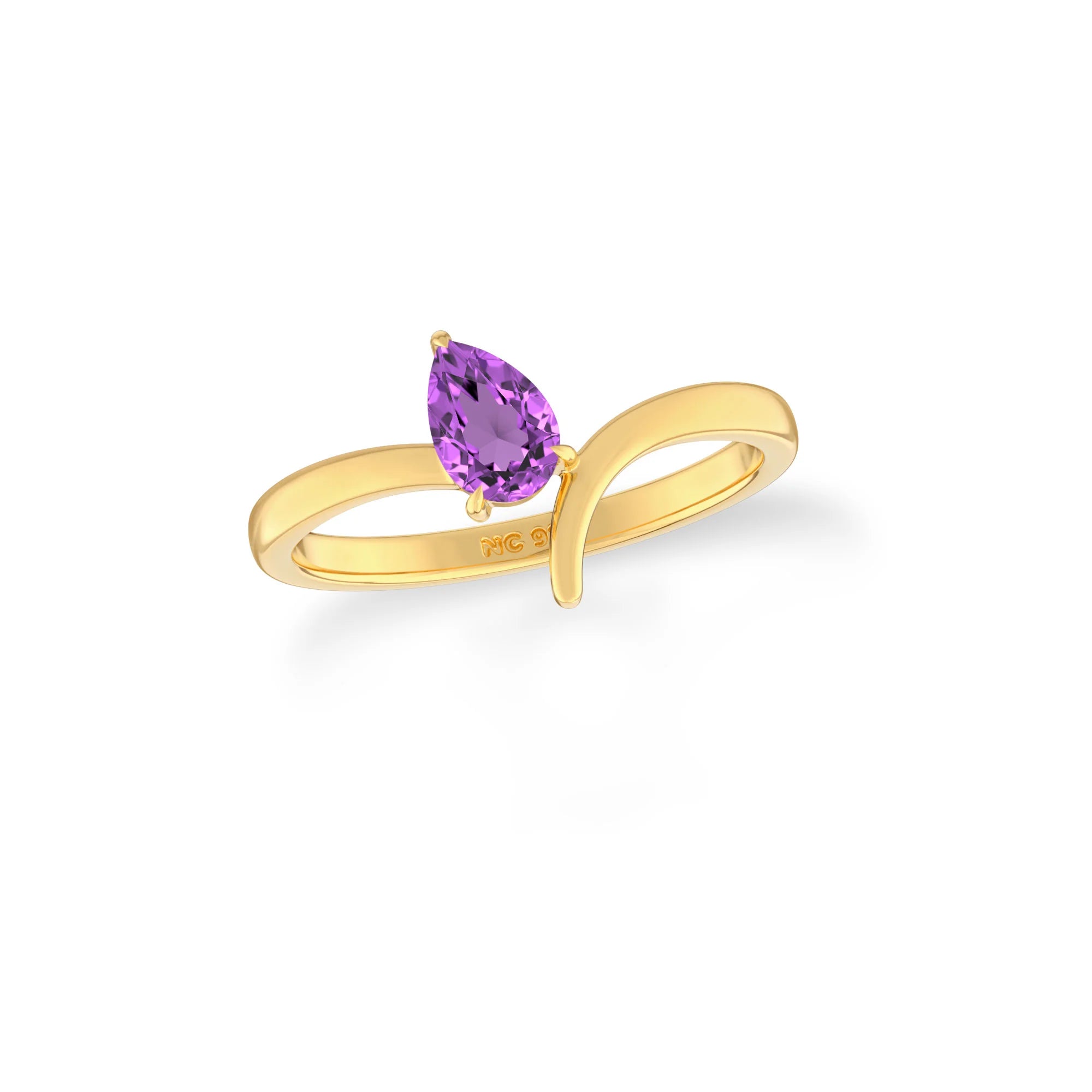 natural amethyst ring for women in 18k gold vermeil